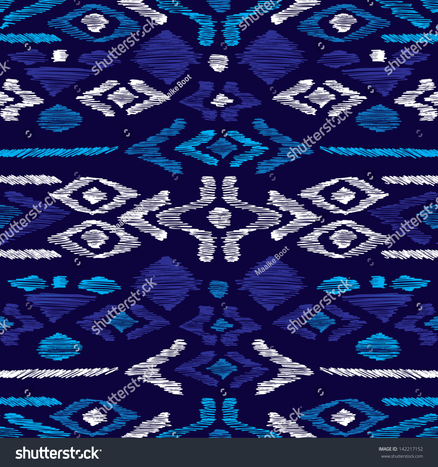 Seamless Blue Aqua Aztec Vintage Folklore Background Pattern In Vector ...