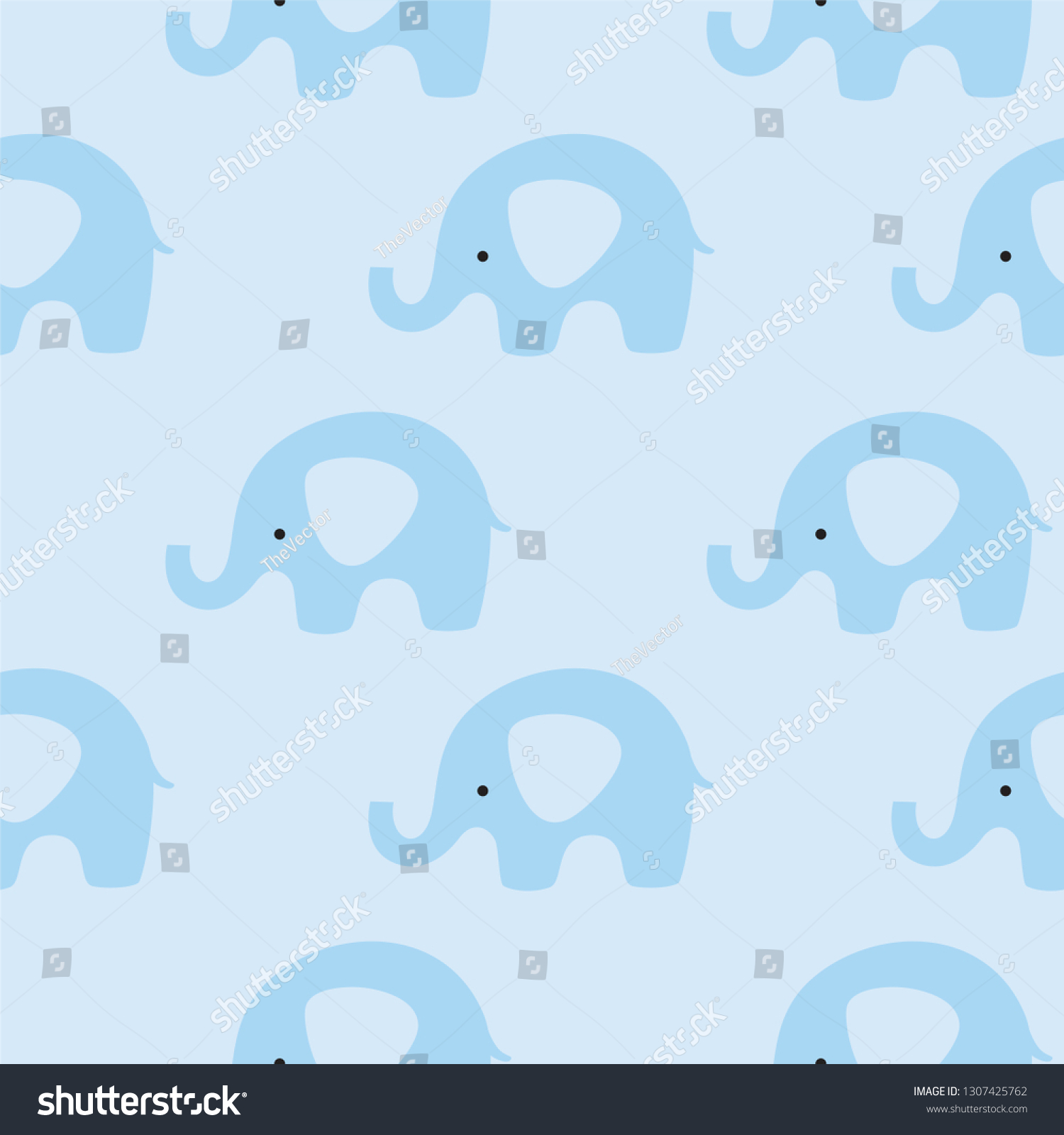 Seamless Blue Baby Elephant Cute Pattern Stock Vector (Royalty Free ...