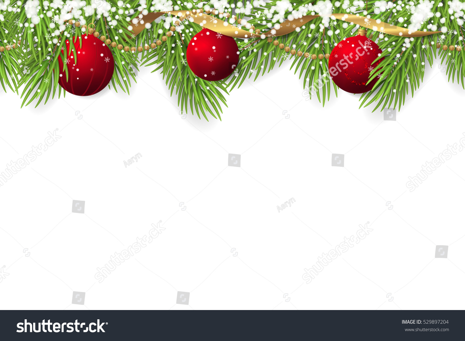 Seamless Border Christmas Tree Branches Snow Stock Vector 529897204 ...