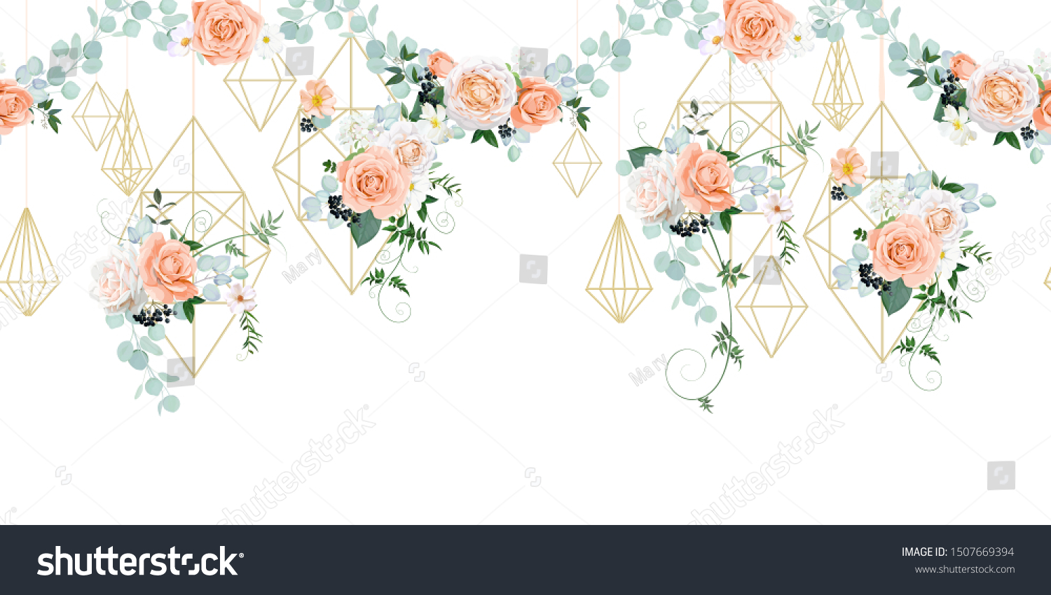 Seamless Border Wedding Decor Wallpaper Stock Vector (Royalty Free 