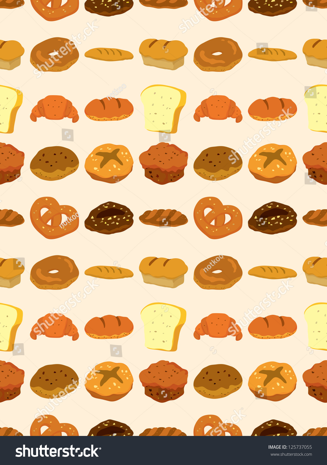 Seamless Bread Pattern,Cartoon Vector Illustration - 125737055 ...