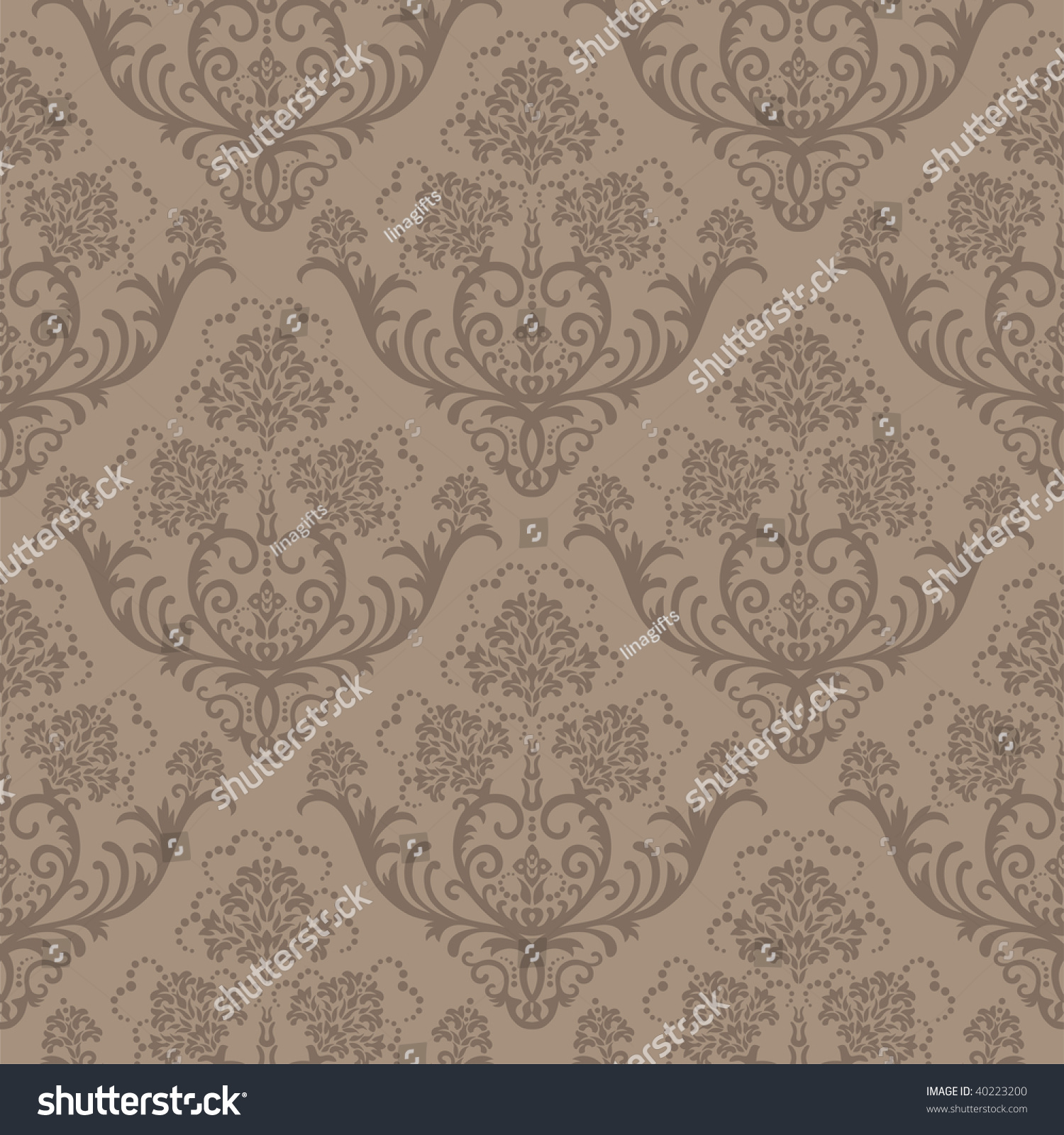 Seamless Brown Floral Wallpaper Stock Vector Illustration 40223200 ...