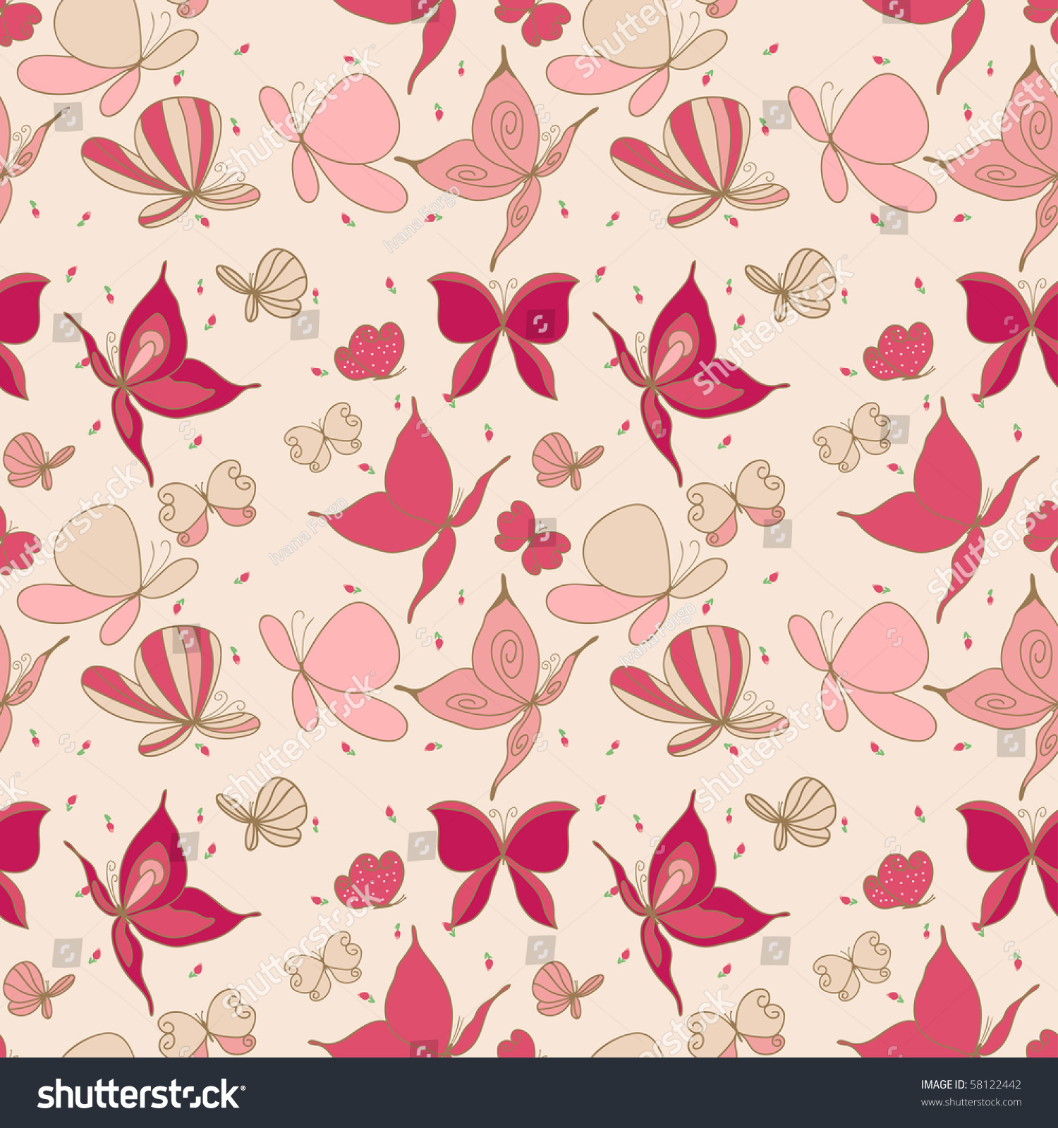 Seamless Butterfly Pattern Stock Vector Illustration 58122442 ...