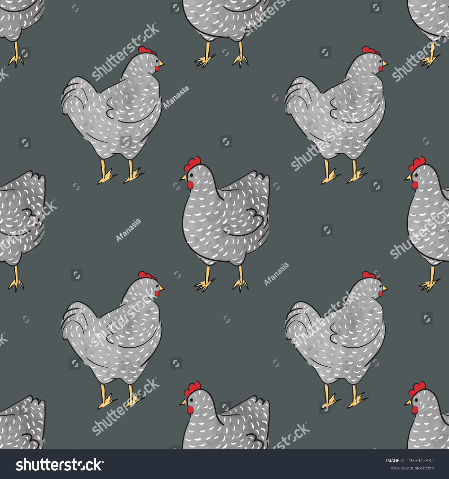 Seamless Chicken Pattern Speckled Hens Vector Stock Vector (royalty 