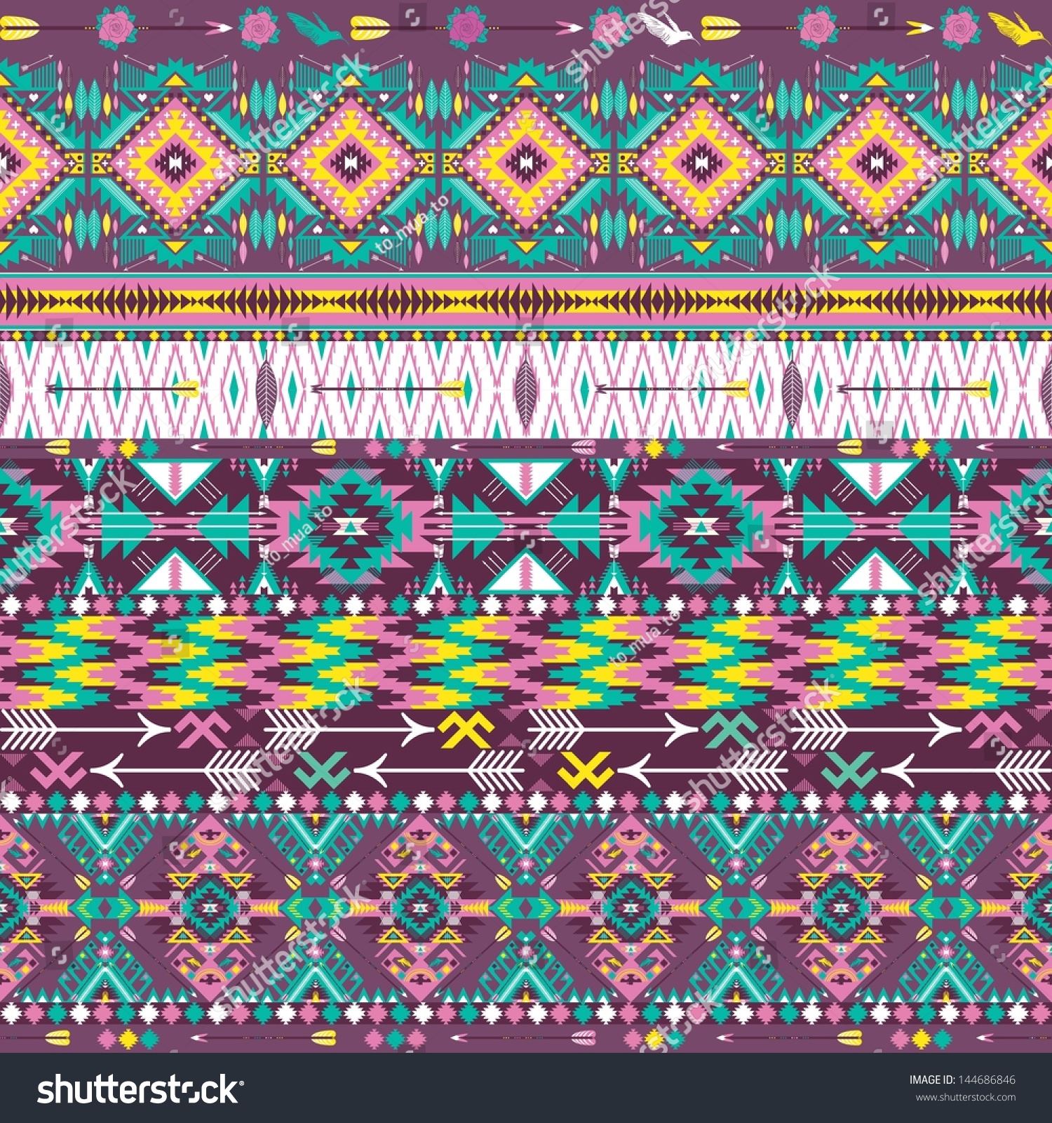 Seamless Colorful Aztec Geometric Pattern Stock Vector Illustration ...