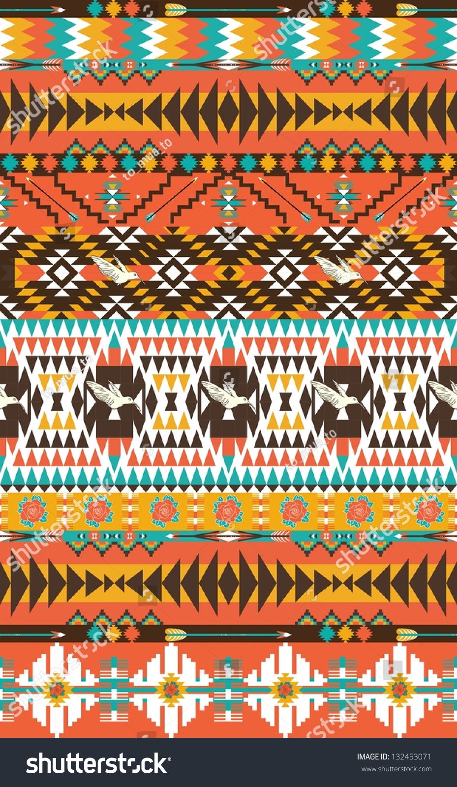 Seamless Colorful Aztec Pattern Stock Vector Illustration 132453071 ...