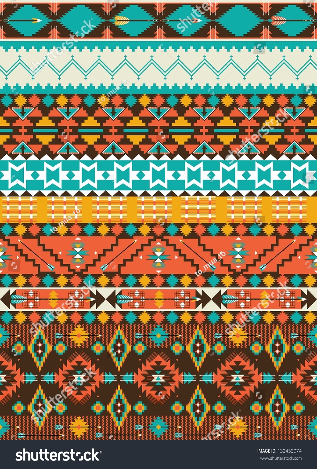 Seamless Colorful Aztec Pattern Stock Vector Illustration 132453074 ...