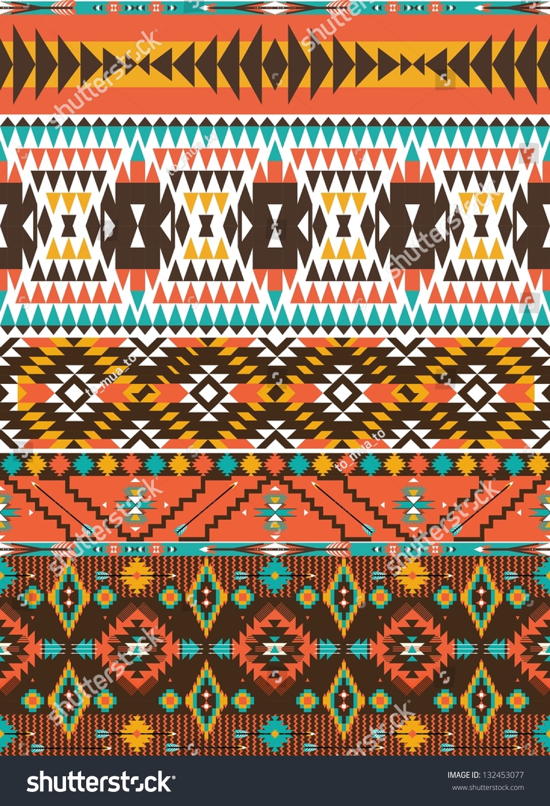 Seamless Colorful Aztec Pattern Stock Vector 132453077 - Shutterstock