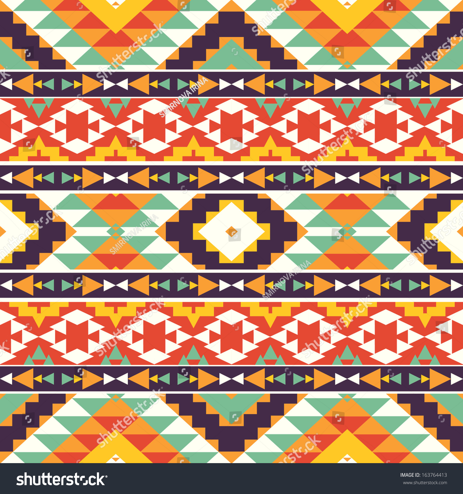 Seamless Colorful Aztec Pattern Stock Vector Illustration 163764413 ...