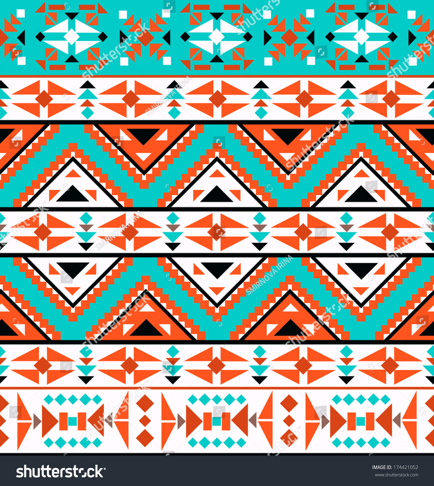 Seamless Colorful Aztec Pattern Stock Vector Illustration 174421052 ...