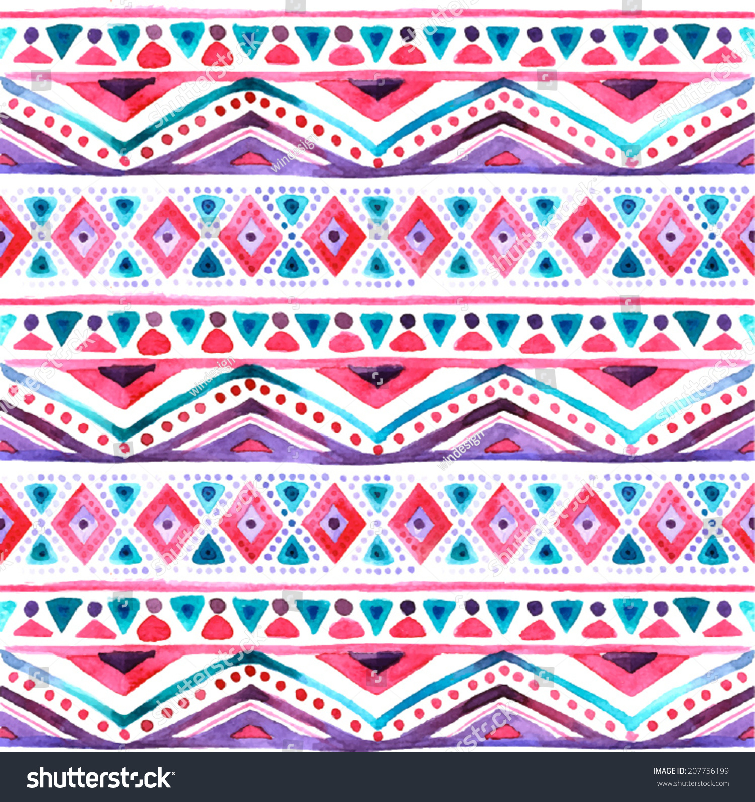 Seamless Colorful Aztec Pattern Stock Vector 207756199 - Shutterstock