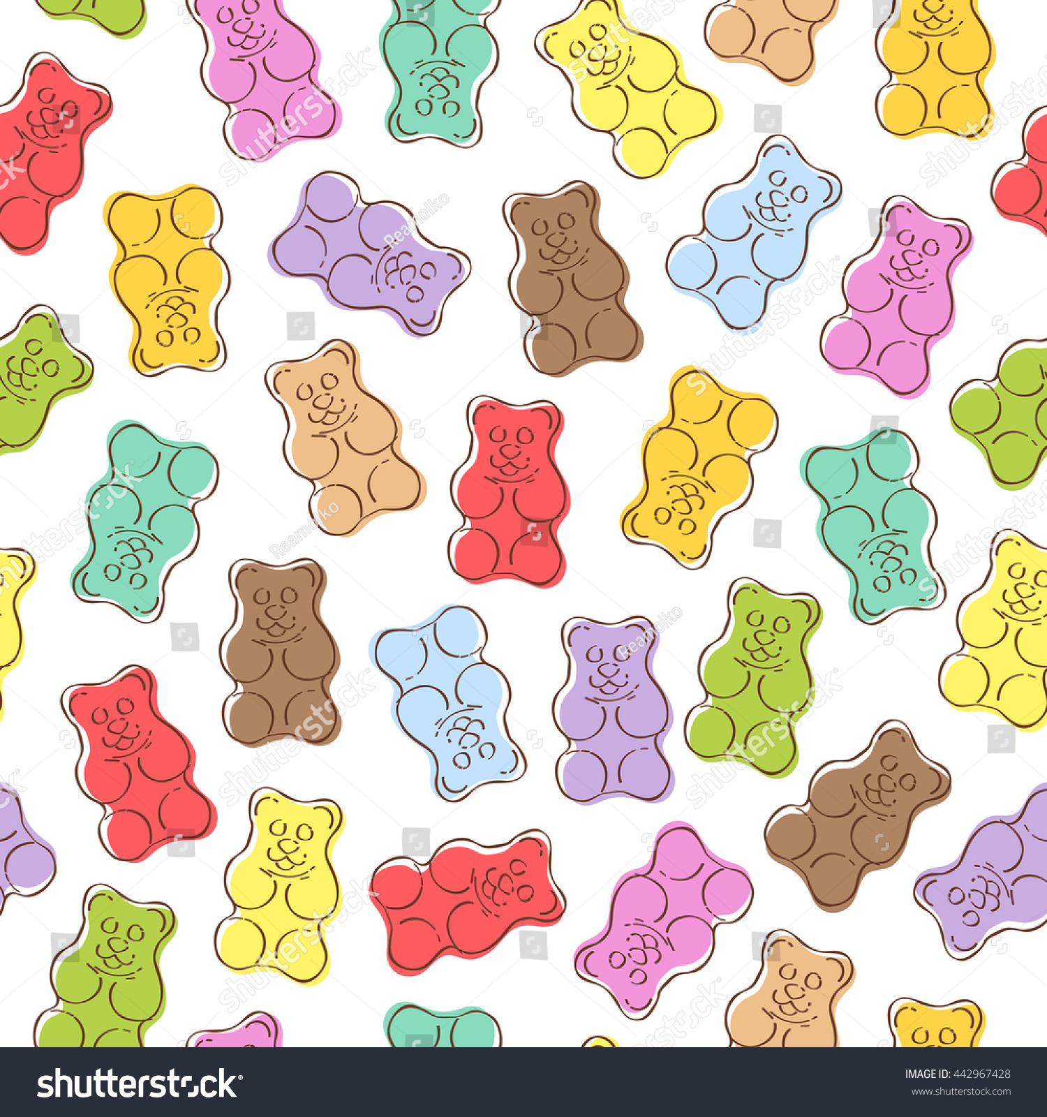 Seamless Colorful Gummy Bears Candies Background Stock Vector 442967428 ...