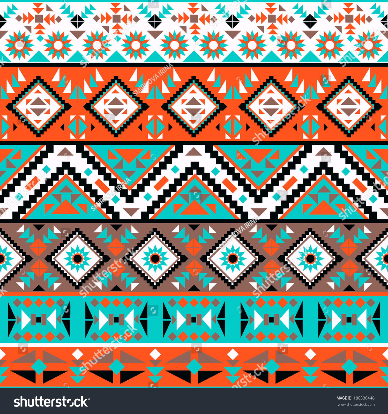 Seamless Colorful Navajo Pattern Stock Vector 186336446 - Shutterstock
