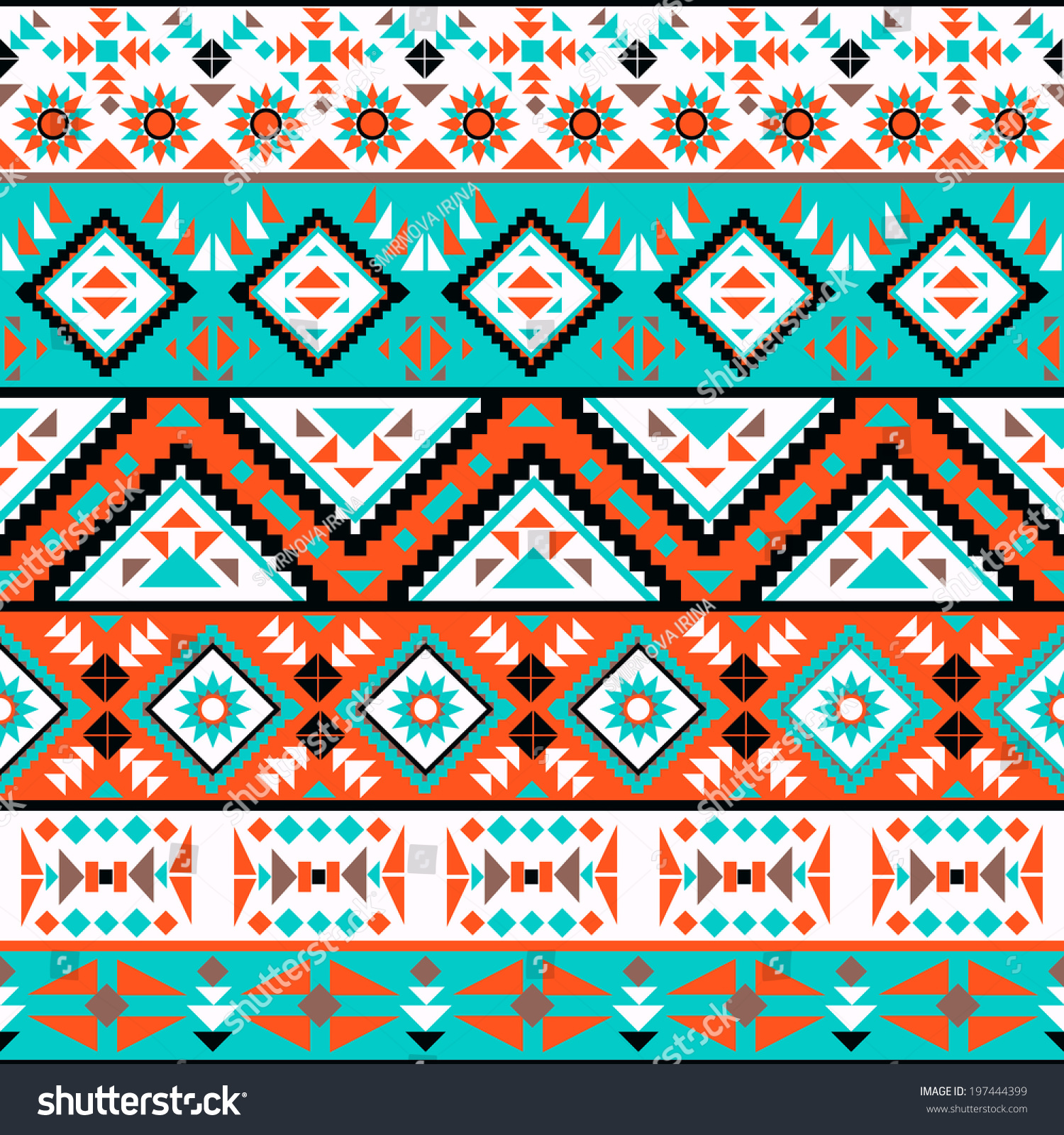 Seamless Colorful Navajo Pattern Stock Vector 197444399 : Shutterstock