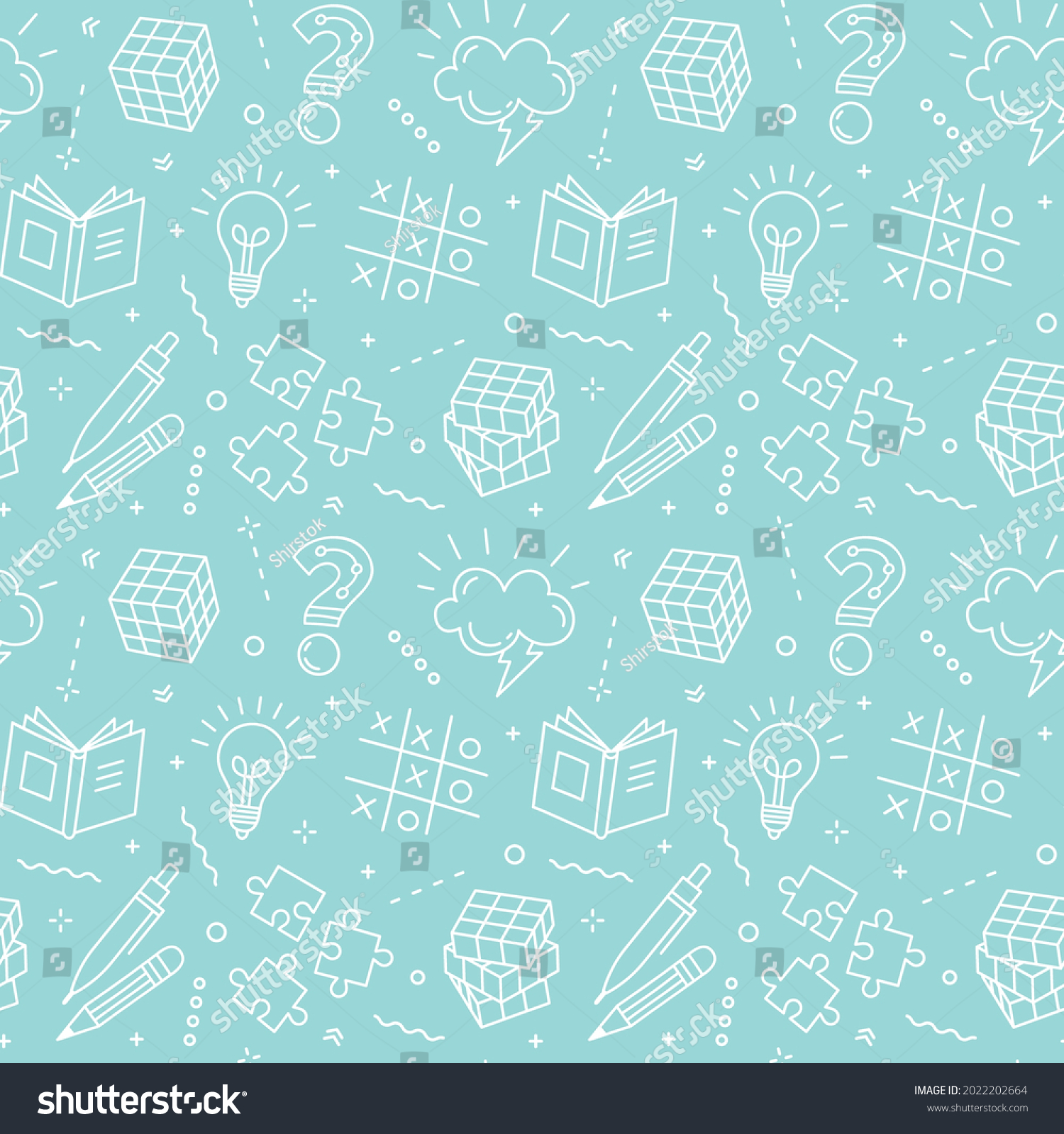 SVG of Seamless colorful vector  pattern with puzzle, competition in answering quiz and intellectual game elements. Intelligence or intellect contest backdrop, brainstorm svg