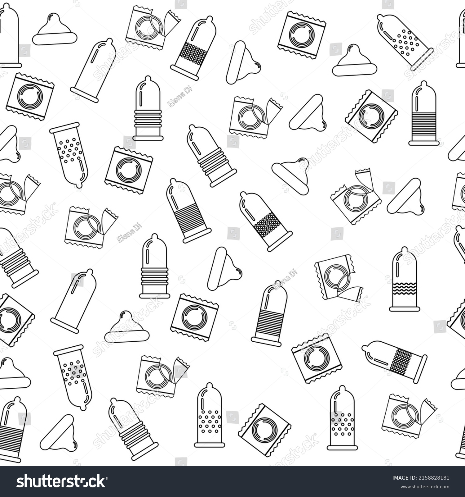 Seamless Condom Pattern Line Style Packaging Stock Vector (Royalty Free ...