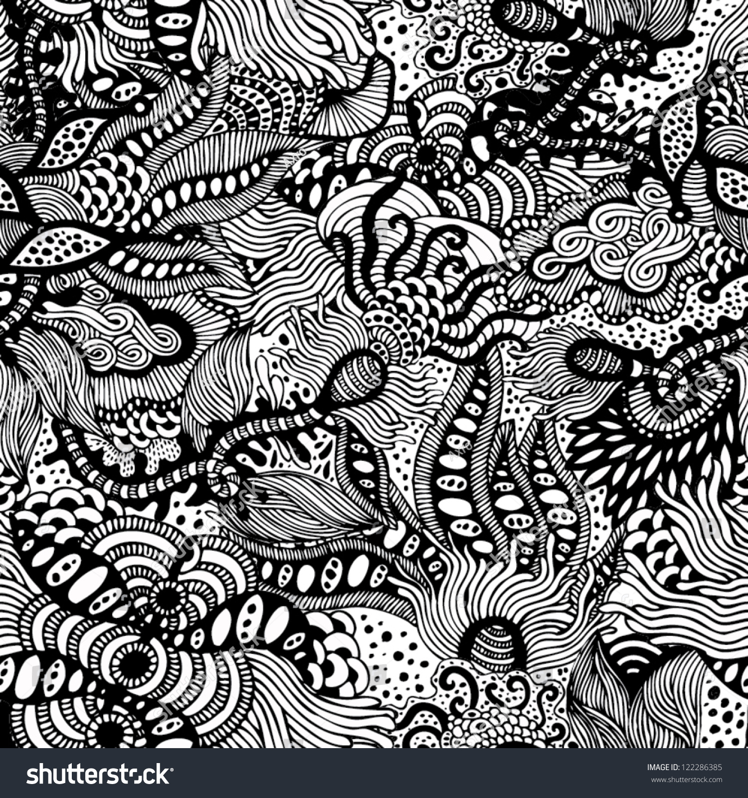 Seamless Crazy Psychedelic Pattern Stock Vector Illustration 122286385 ...