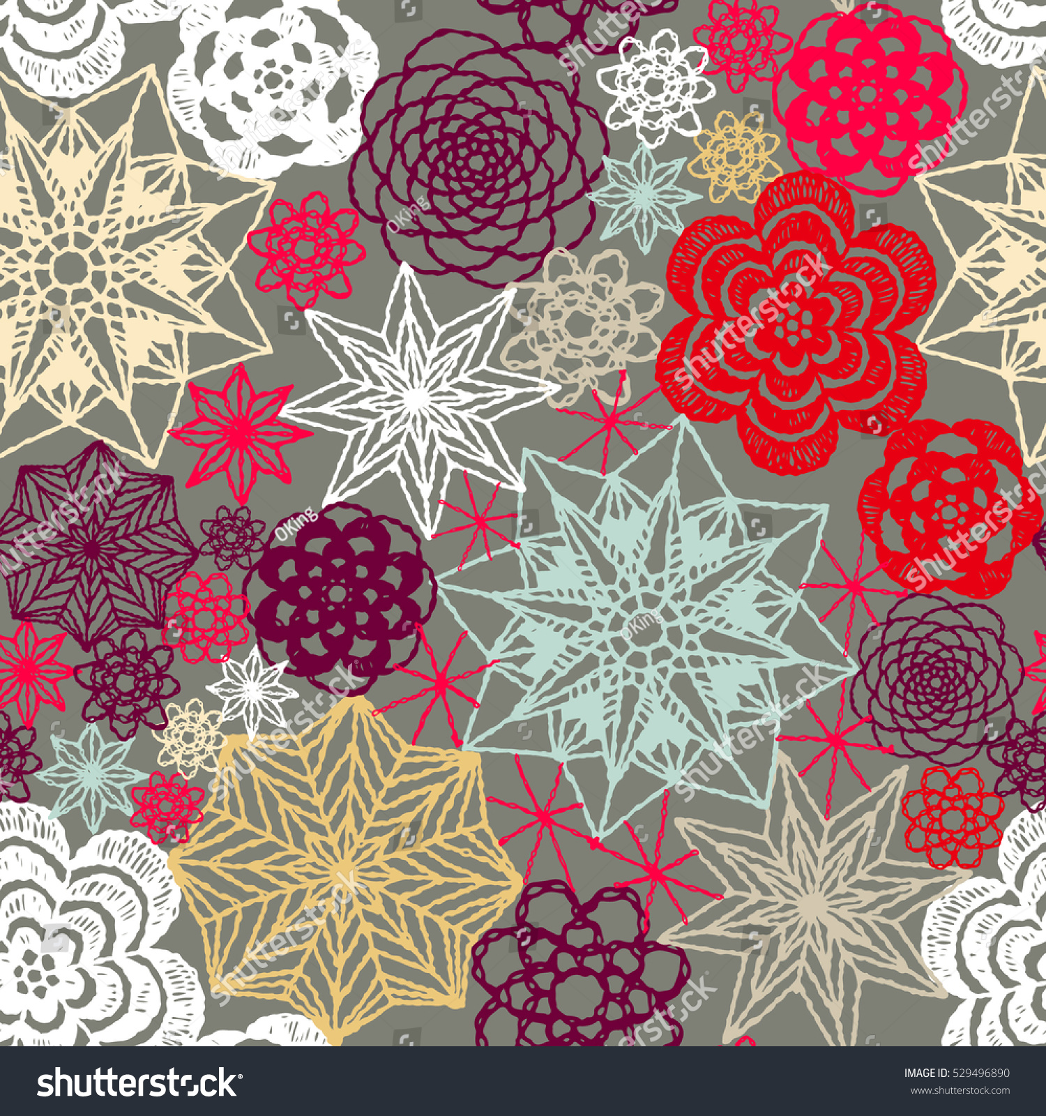 new year flower pattern seamless crochet flowers pattern new year stock vector new year flower pattern seamless crochet flowers pattern new year stock vector