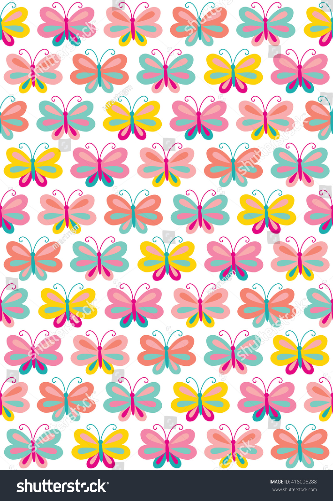 Seamless Cute Butterfly Backgrounds Stock Vector Royalty Free