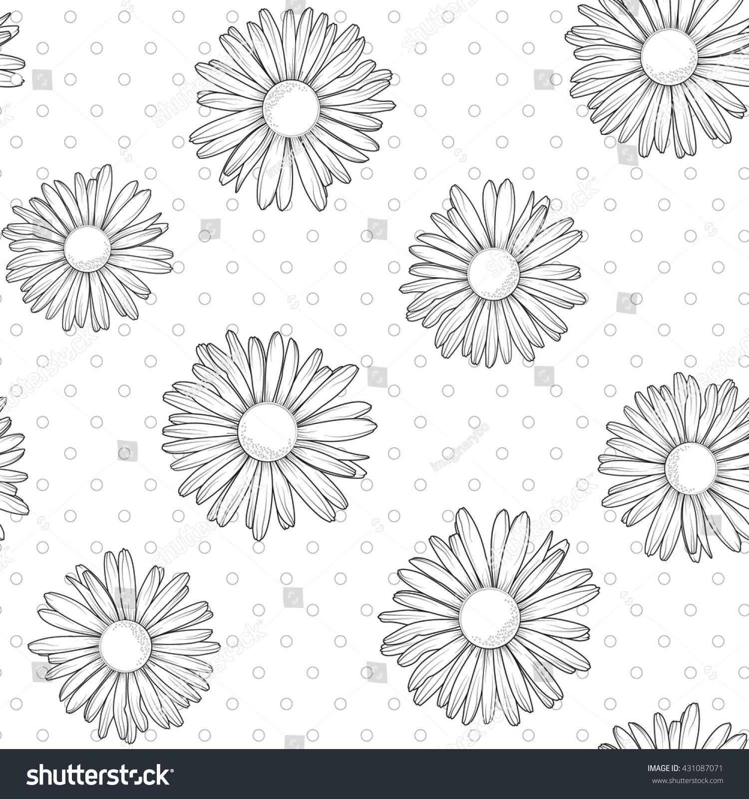 Seamless Daisy Flower Pattern Black On Stock Vector (Royalty Free Intended For Sponges A Coloring Worksheet