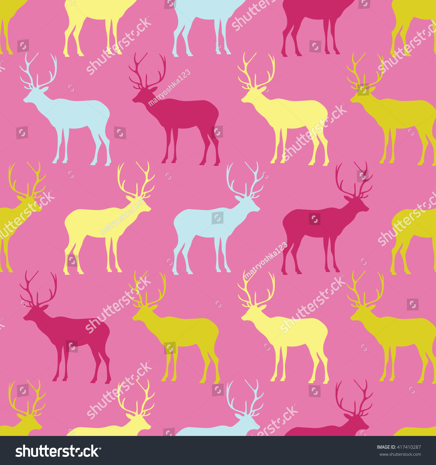 Seamless Decorative Vector Background With Deer. Print. Cloth Design