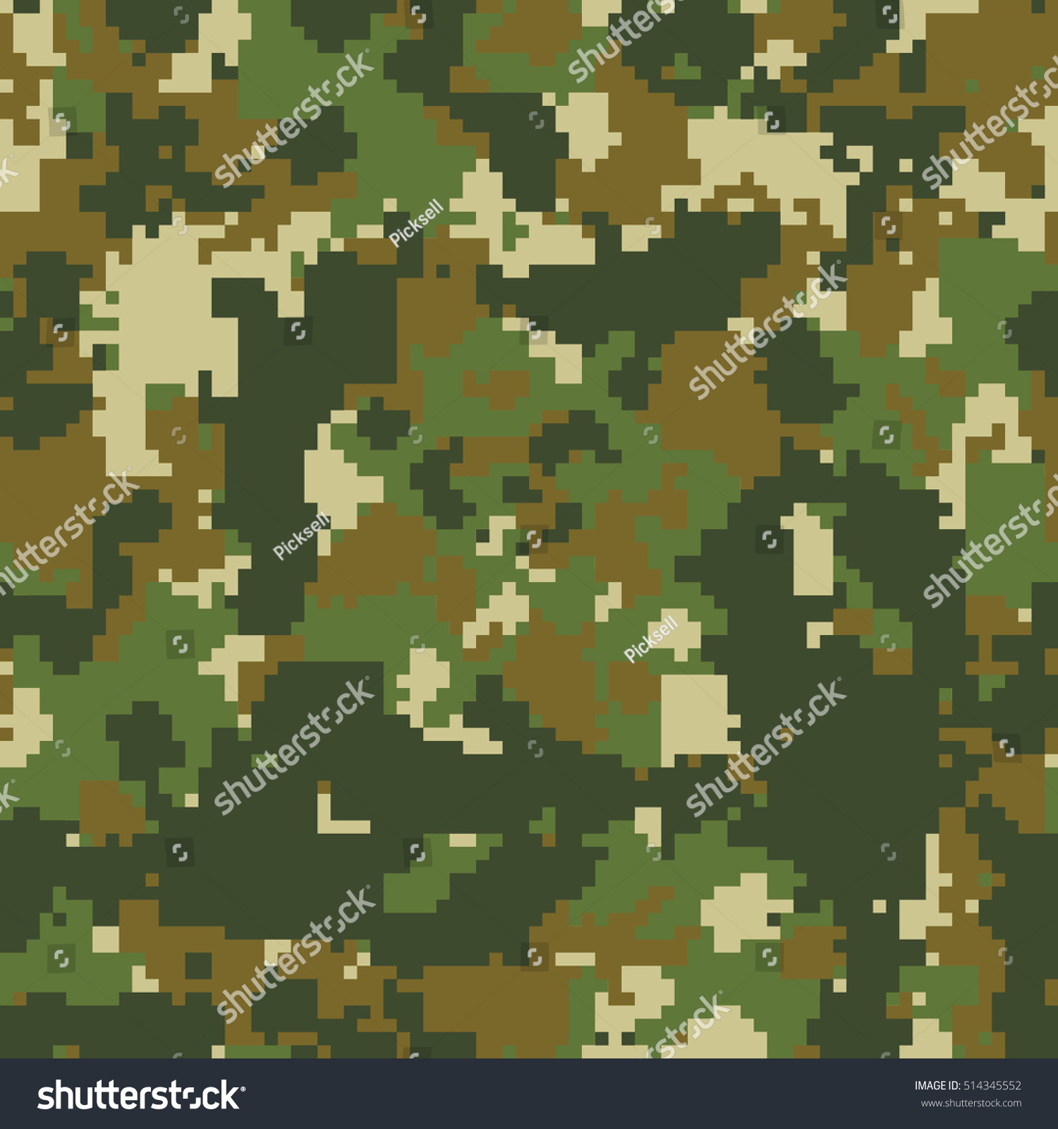 Seamless Digital Fashion Pixel Woodland Camouflage Stock Vector ...