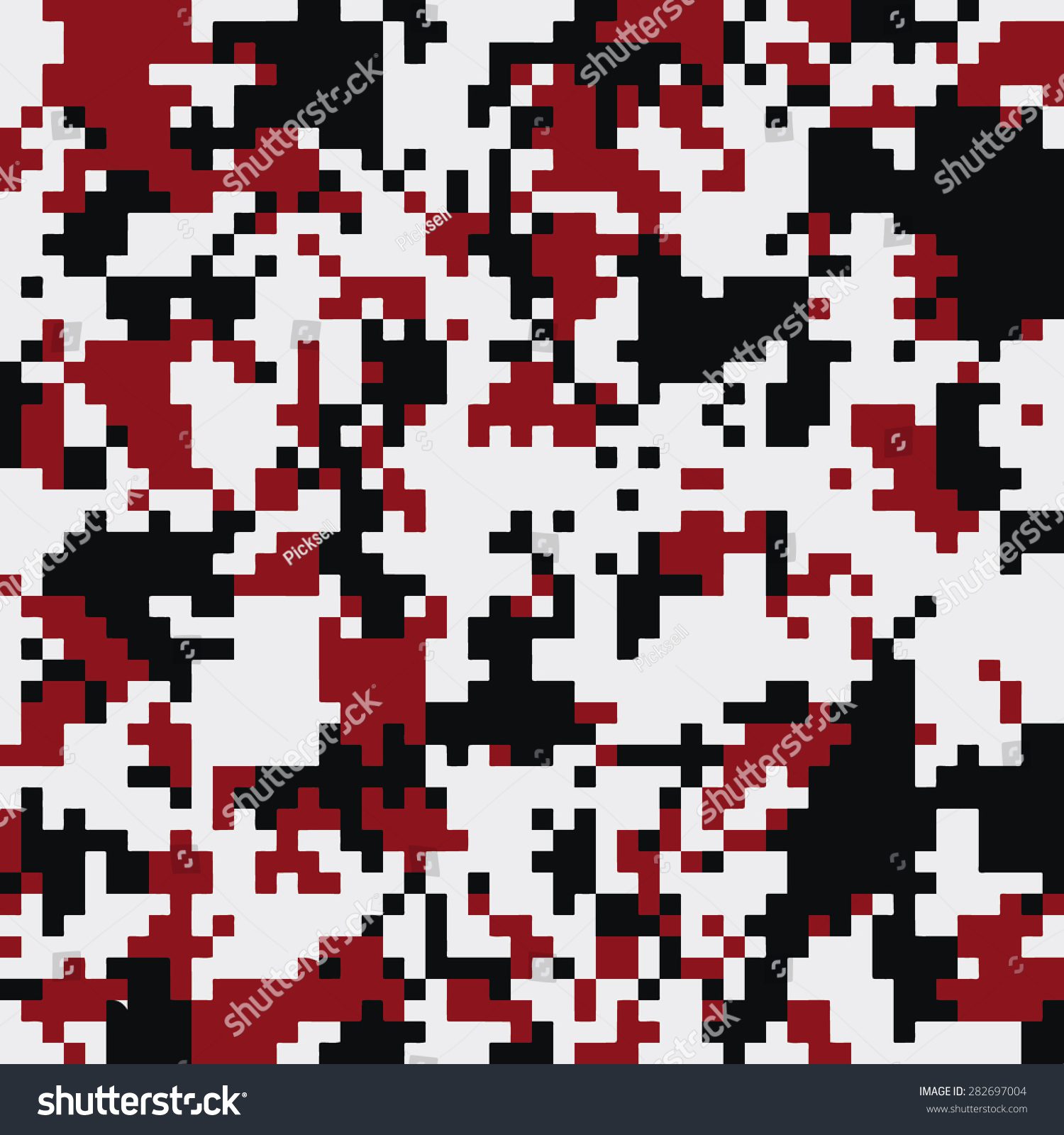 Seamless Digital White Black And Red Fashion Camouflage Pattern Vector ...