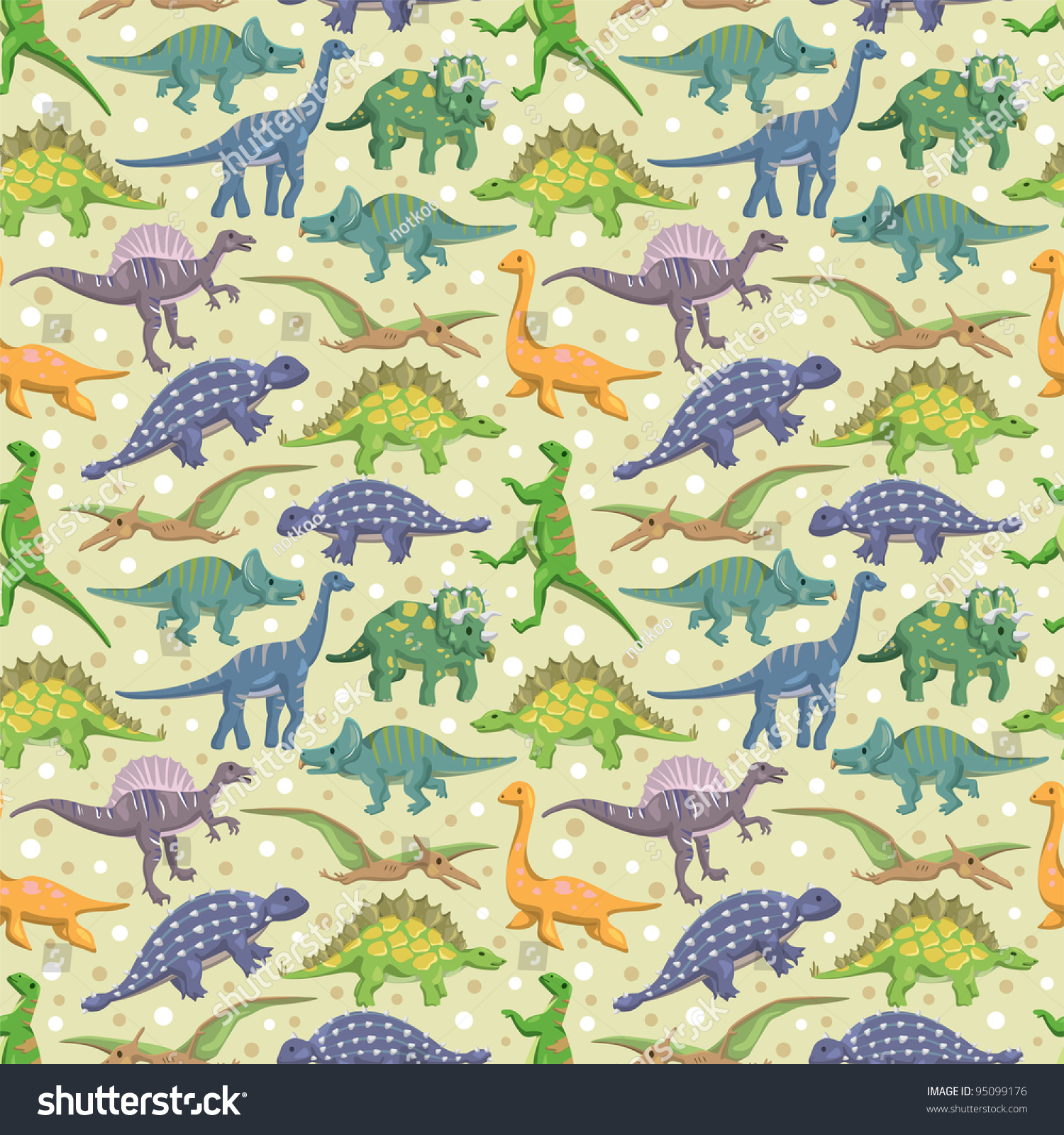 Seamless Dinosaur Pattern Stock Vector Illustration 95099176 : Shutterstock