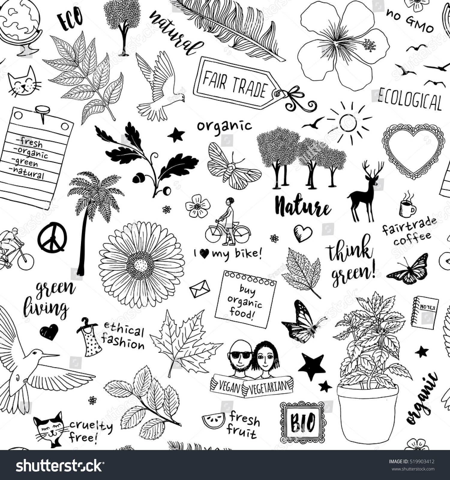 1,285 Seamless patterns black and white doodle collection coffee Images ...