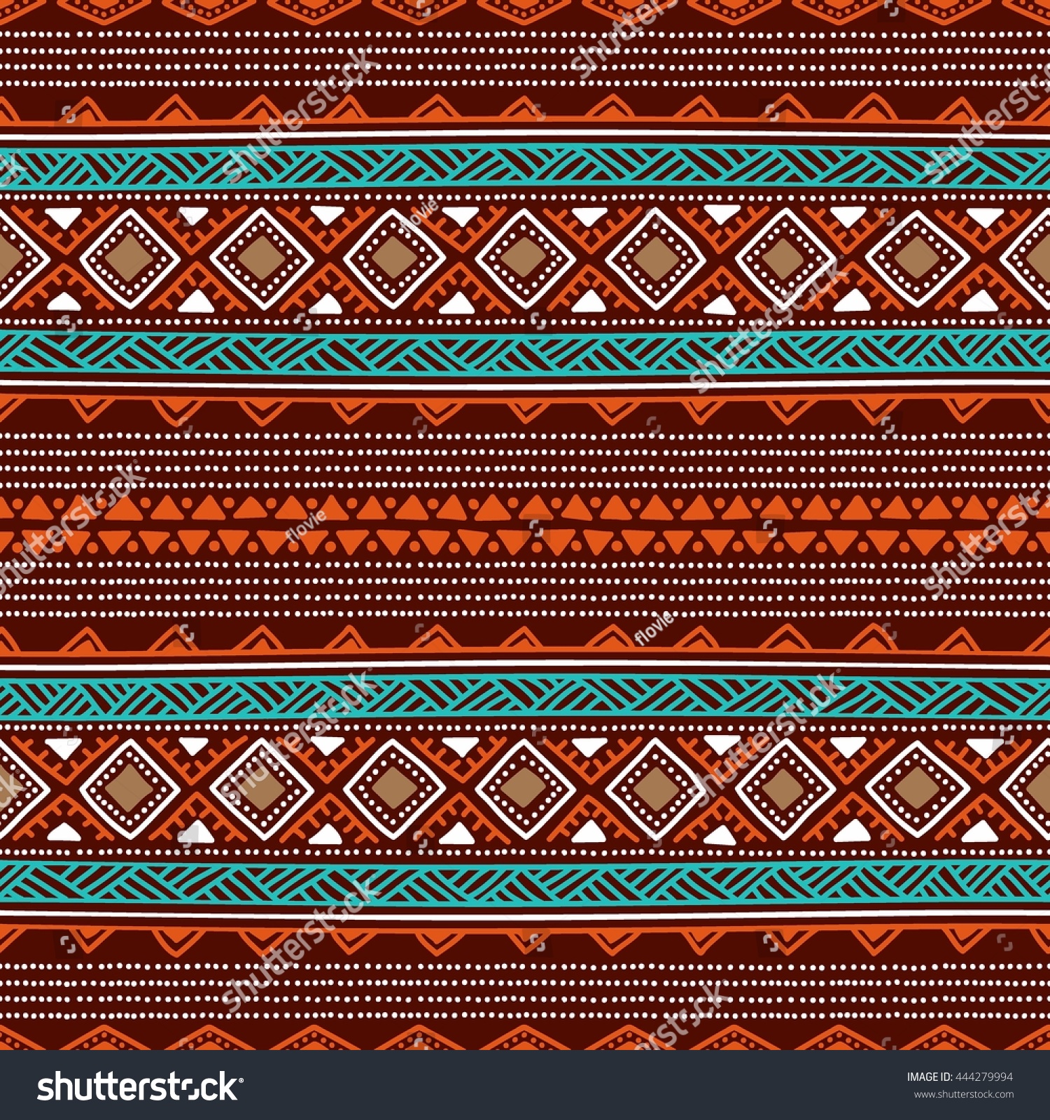 Seamless Ethnic Background Striped Wallpaper Handdrawn Stock Vector