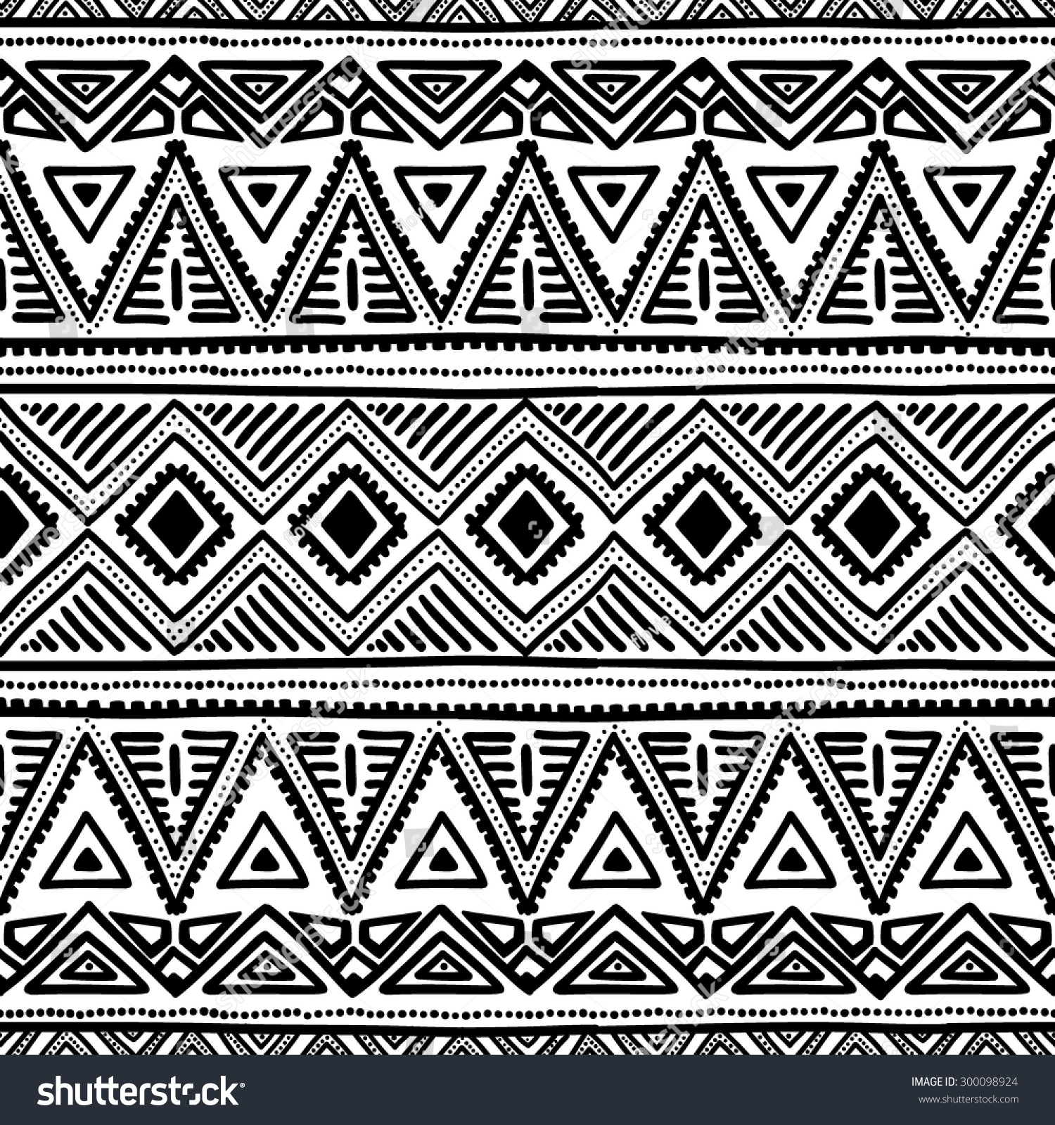 Seamless Ethnic Pattern Black White Vector Stock Vector (Royalty Free ...