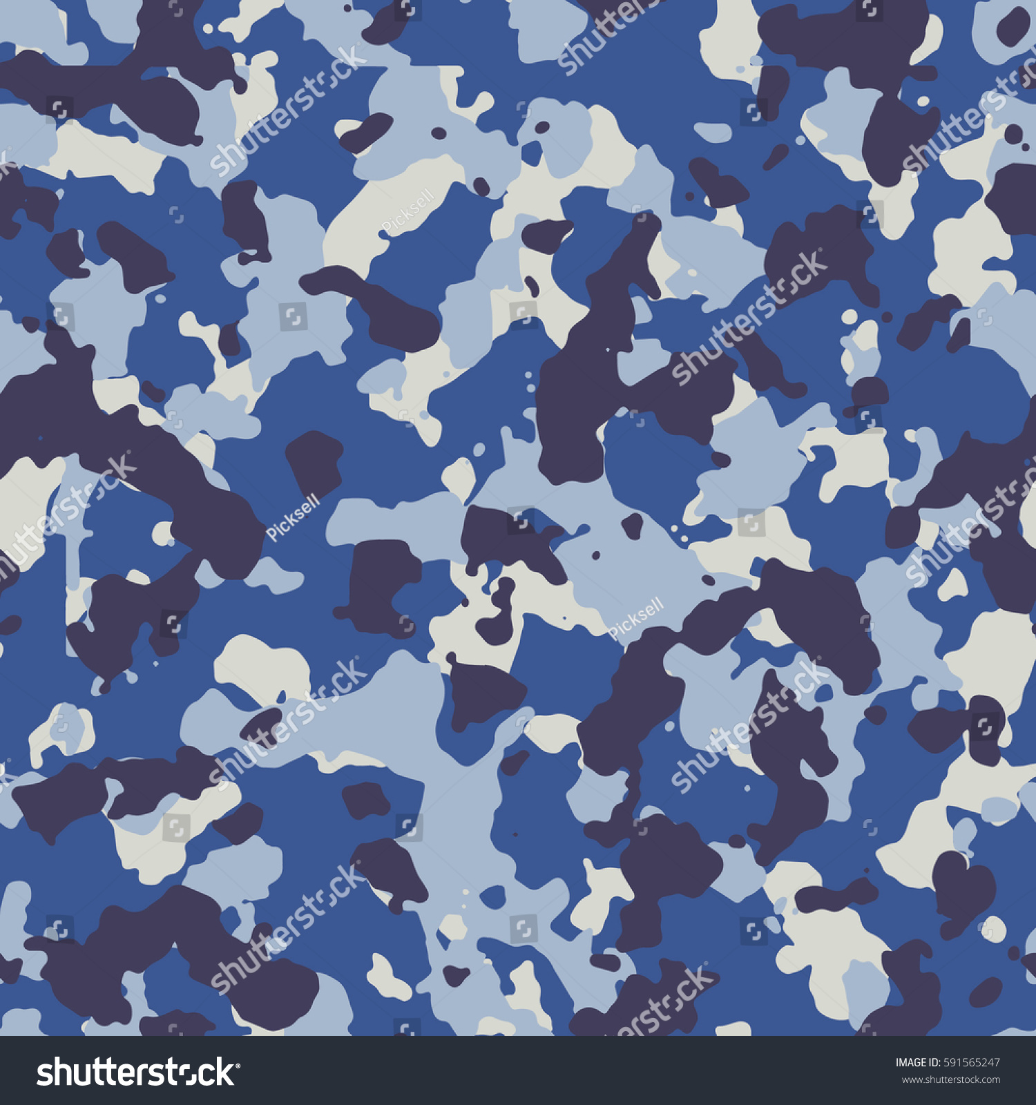 Seamless Fashion Blue Urban Military Camouflage Stock Vector 591565247 ...