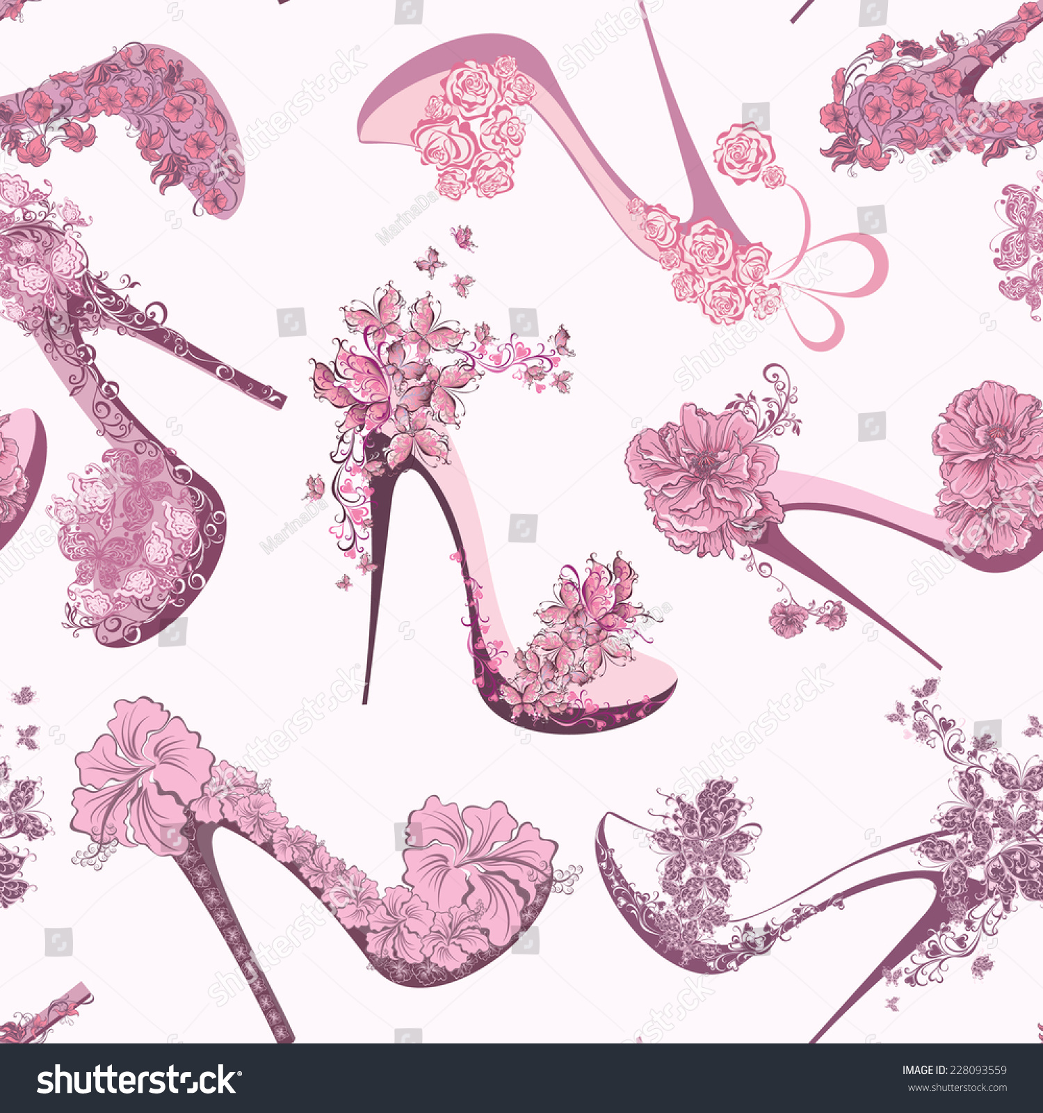 Seamless Fashion Pattern Women Shoes High Stock Vector 228093559  Shutterstock