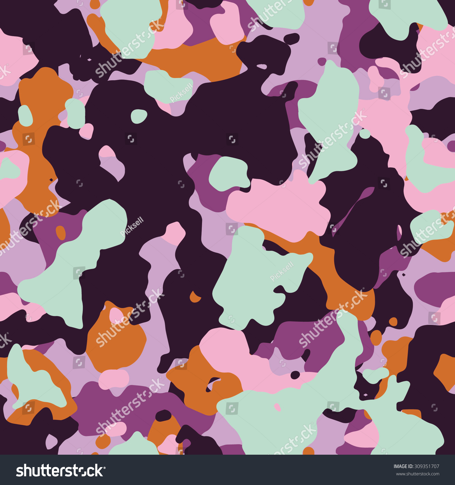 Seamless Fashion Psychedelic Fancy Camouflage Pattern Stock Vector ...