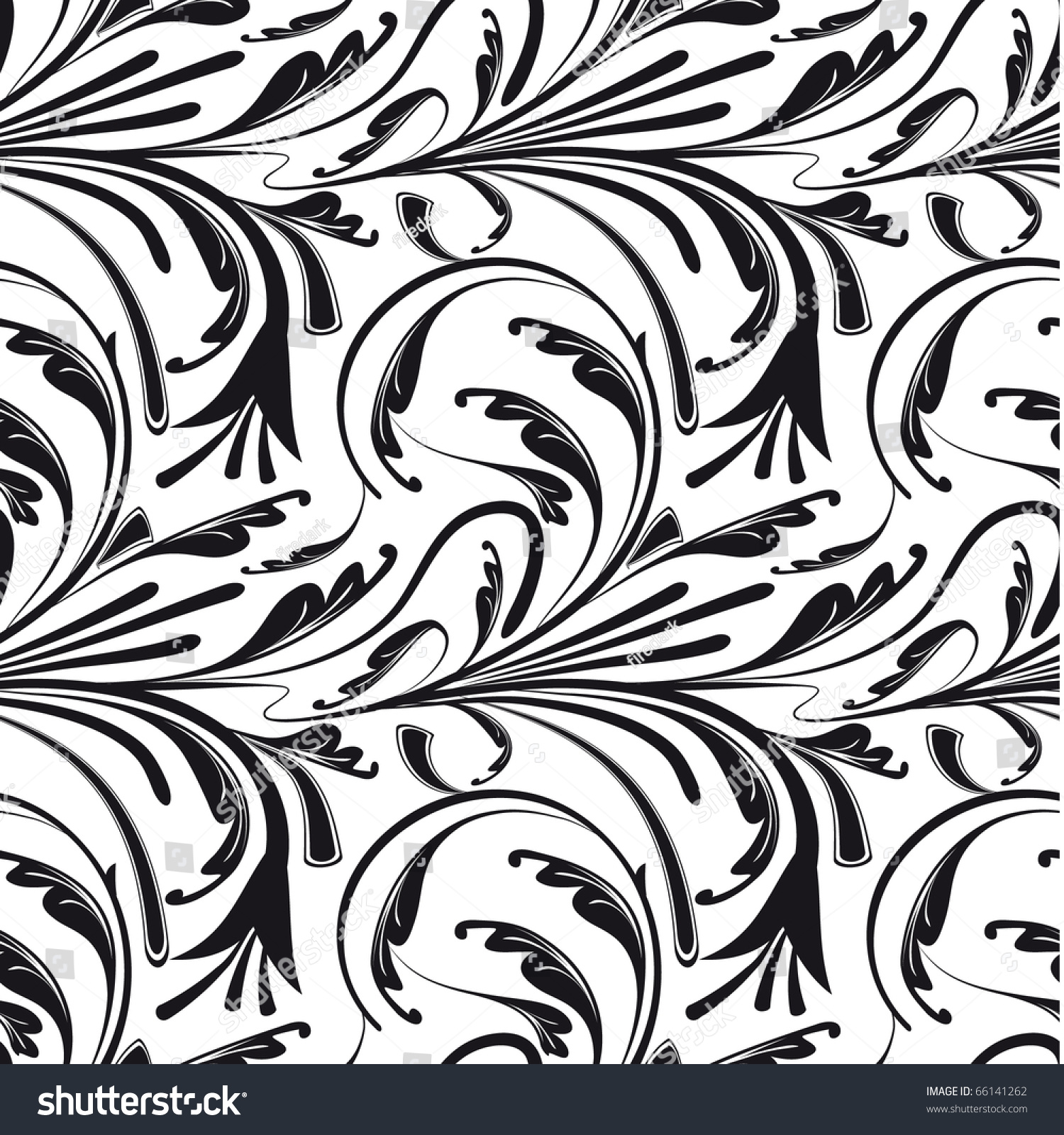 Seamless Floral Background Of Black And White. Vector Illustration ...