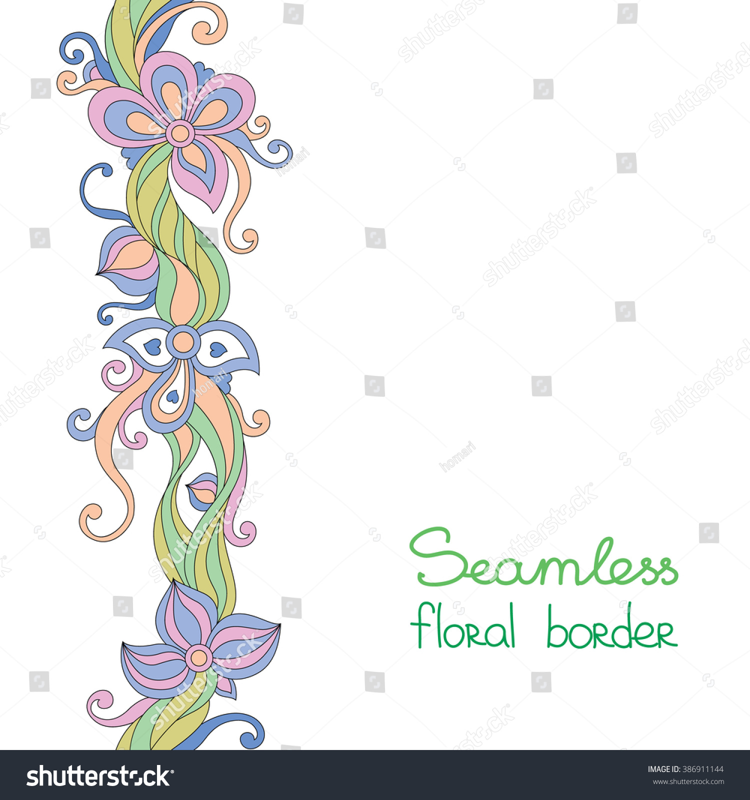 Seamless Floral Border Stock Vector (Royalty Free) 386911144 Shutterstock