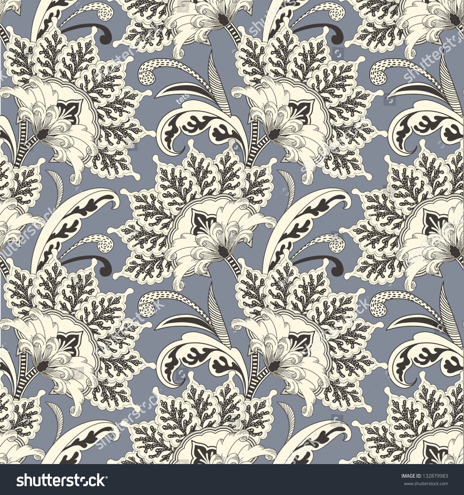 Seamless Floral Pattern Stock Vector Illustration 132879983 : Shutterstock