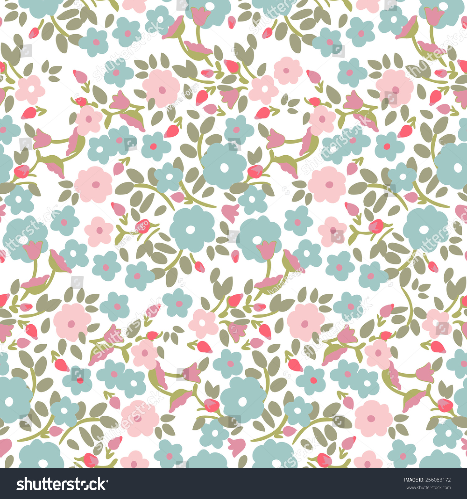 Seamless Floral Pattern Stock Vector Illustration 256083172 : Shutterstock