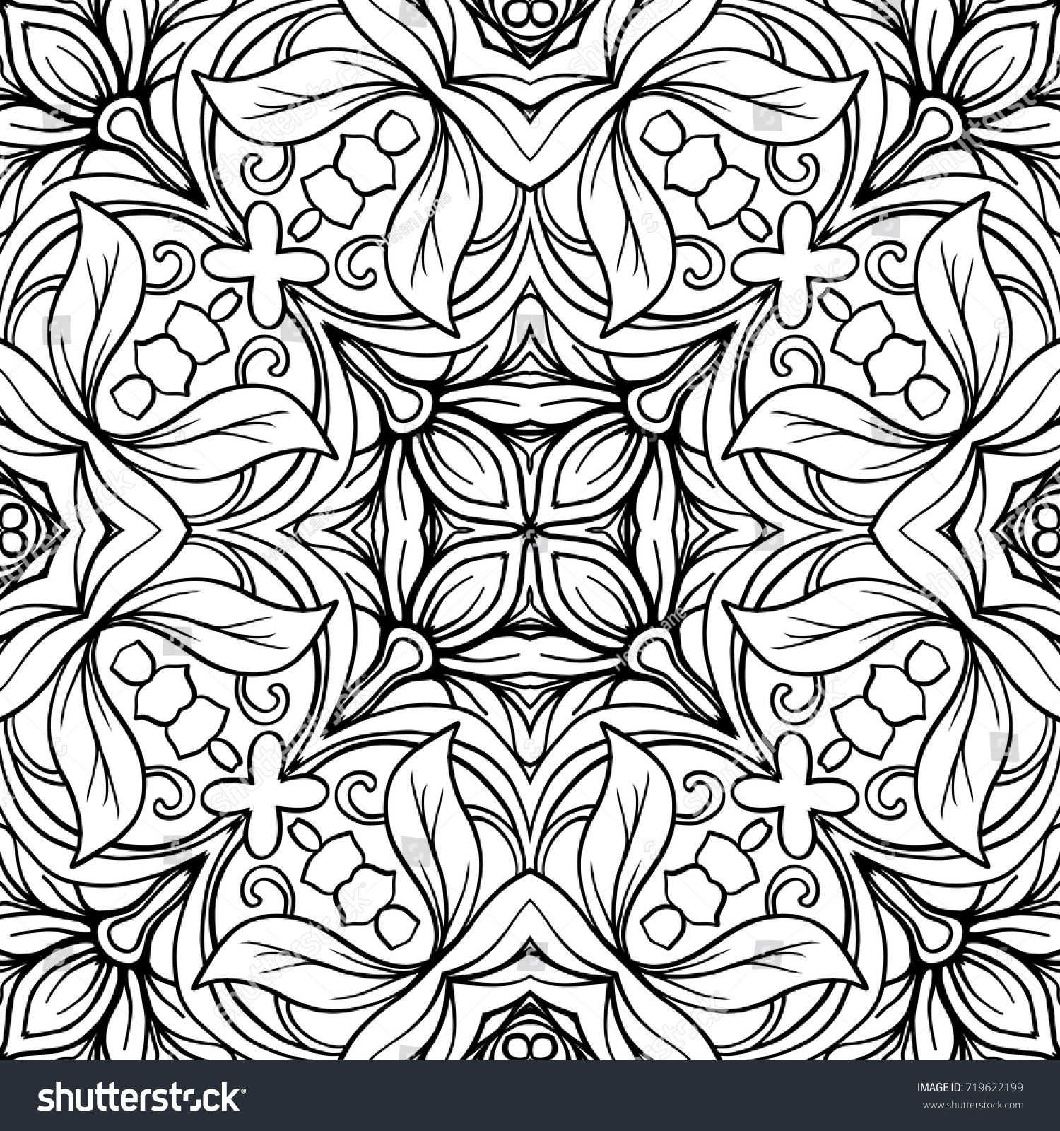 Seamless Abstract Black and White Tribal Pattern Hand Drawn Ethnic Seamless Abstract Black and White Tribal Pattern Hand Drawn Ethnic Texture Flight of Imagination