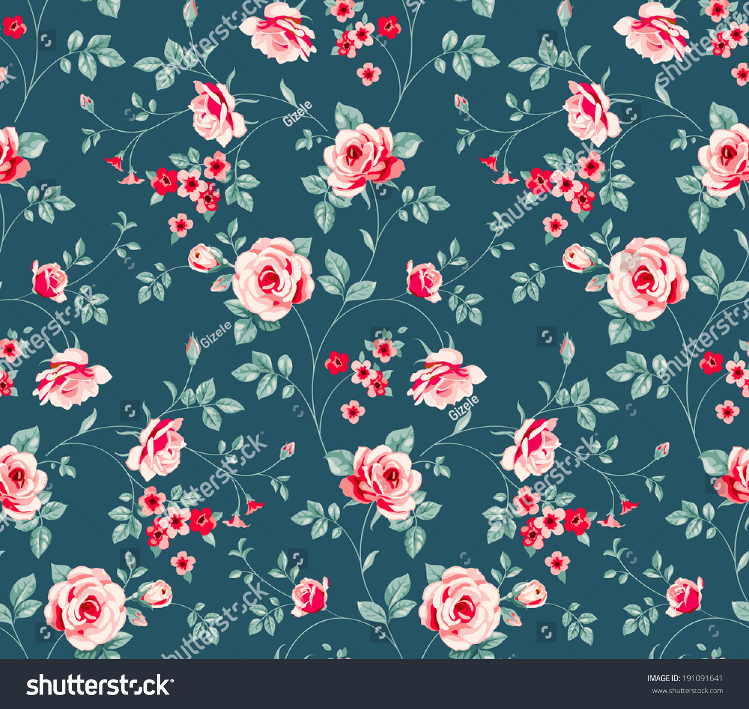 Seamless Floral Pattern Vintage Background Pink Stock Vector Royalty Free