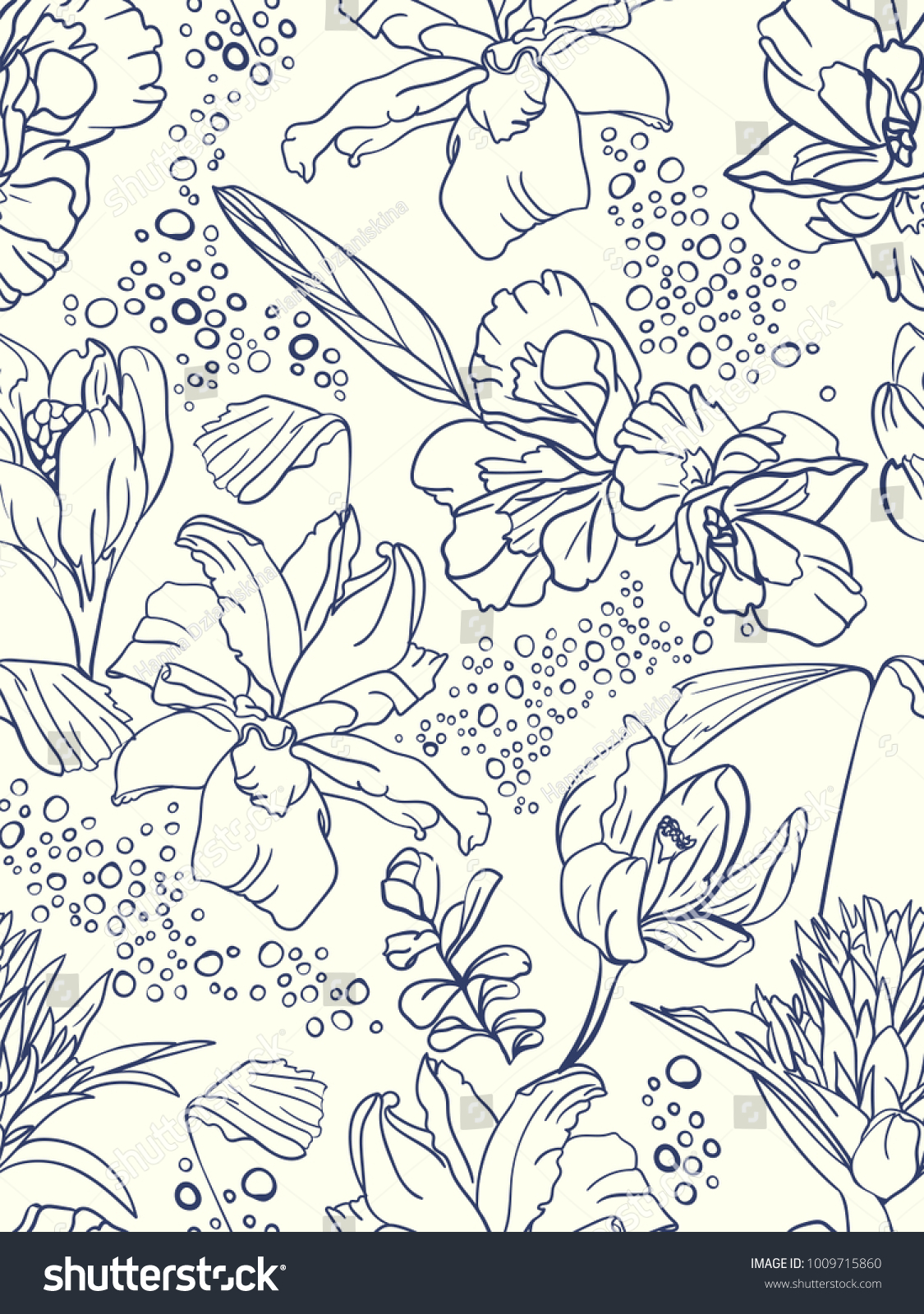 Seamless Floral Pattern With Spring Flowers Hand Drawn Vector Illustration Best Foe Cover