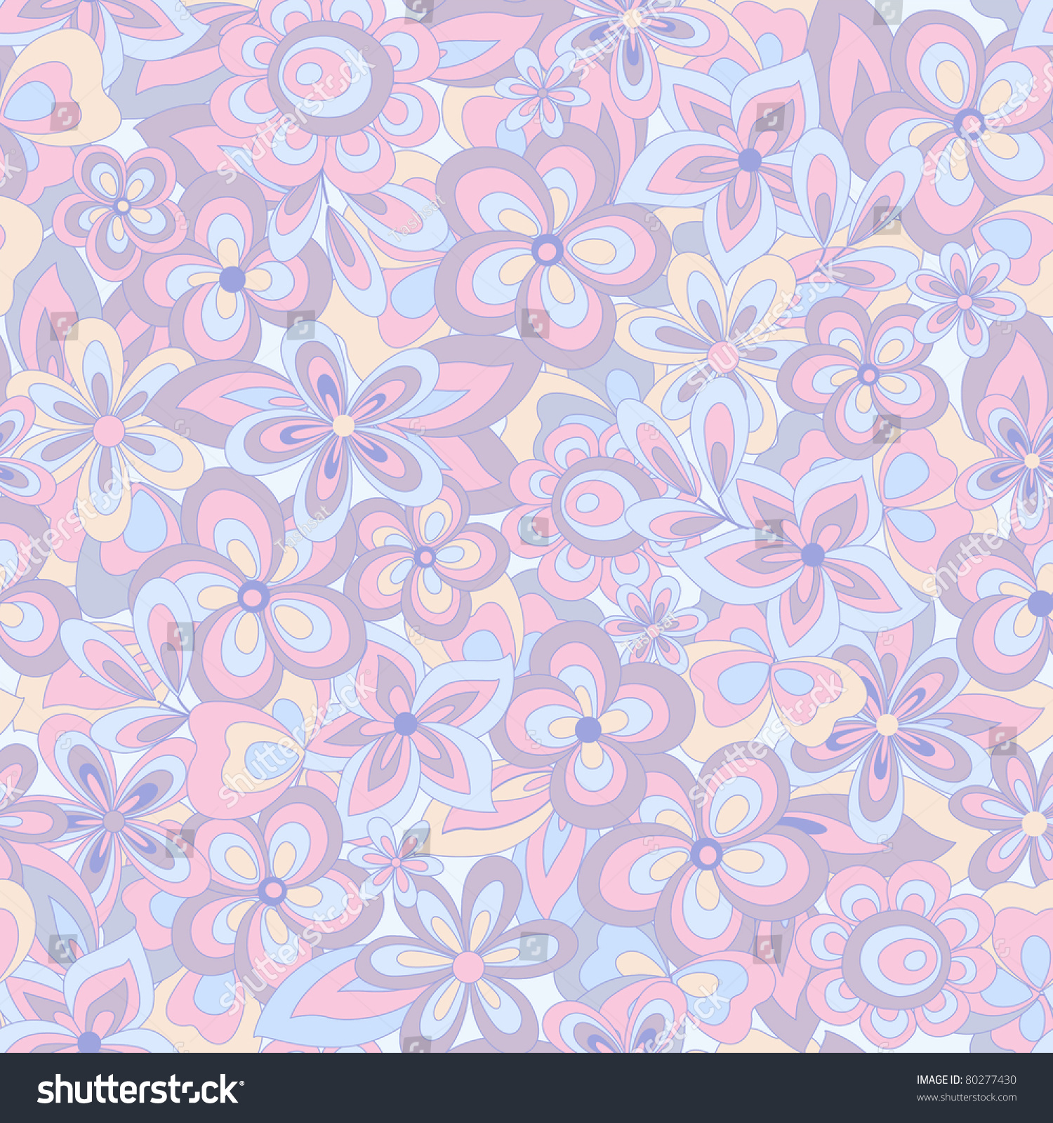 Seamless Flowers Background Stock Vector Illustration 80277430 ...