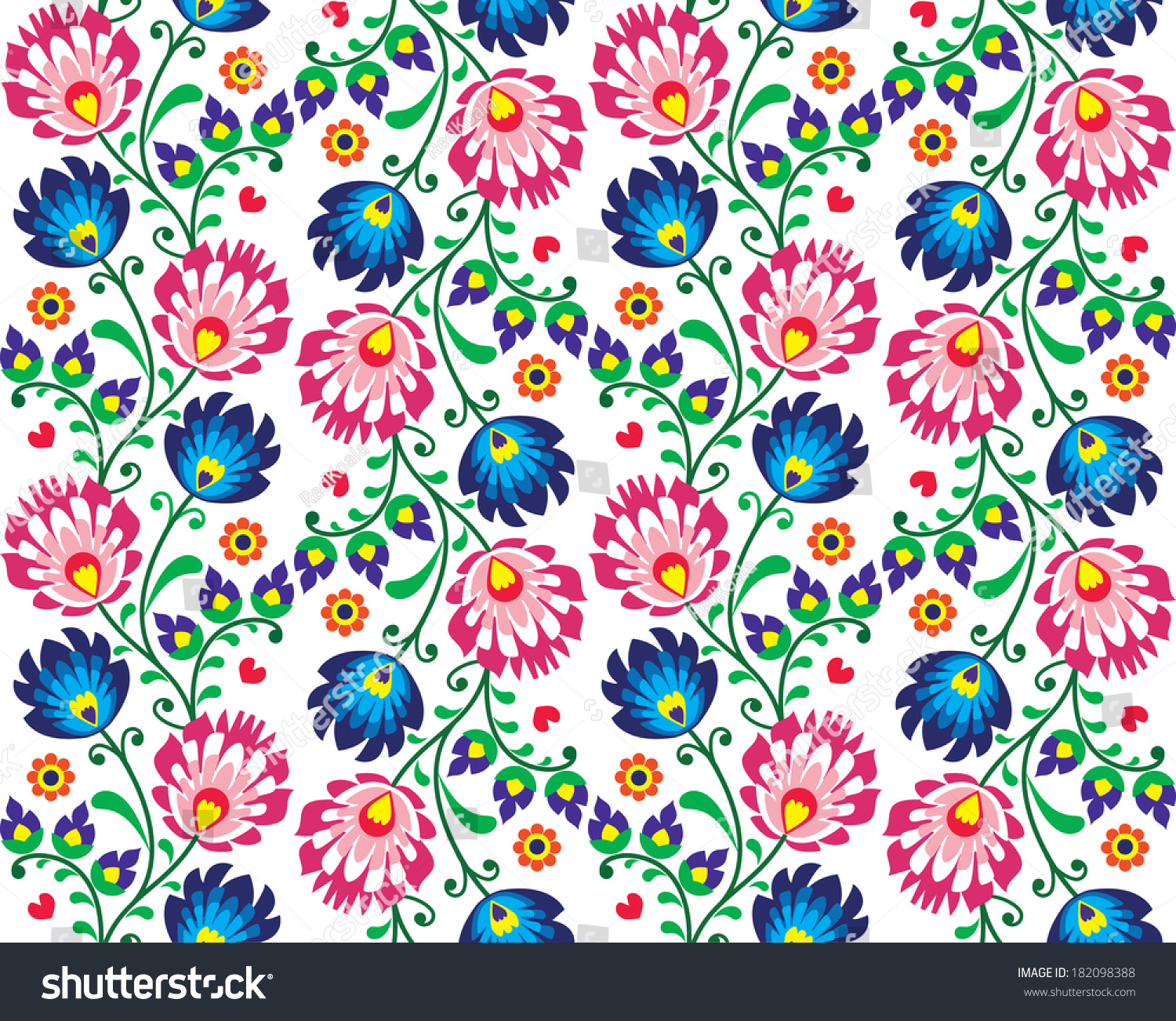 Seamless Folk Polish Pattern Wzor Lowicki Stock Vector (Royalty Free ...