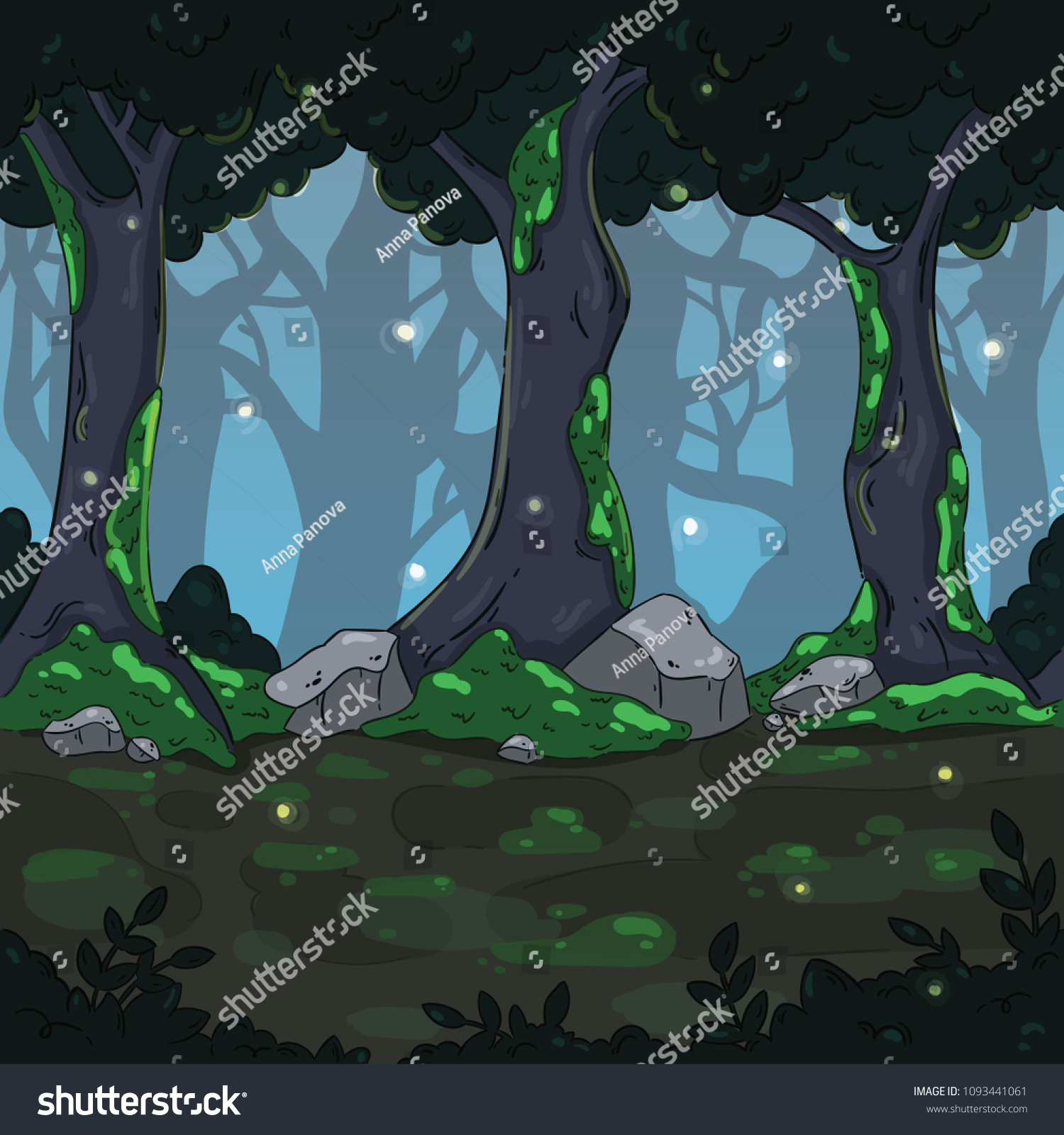 Seamless Game Background Magic Dark Forest Stock Vector Royalty Free 1093441061