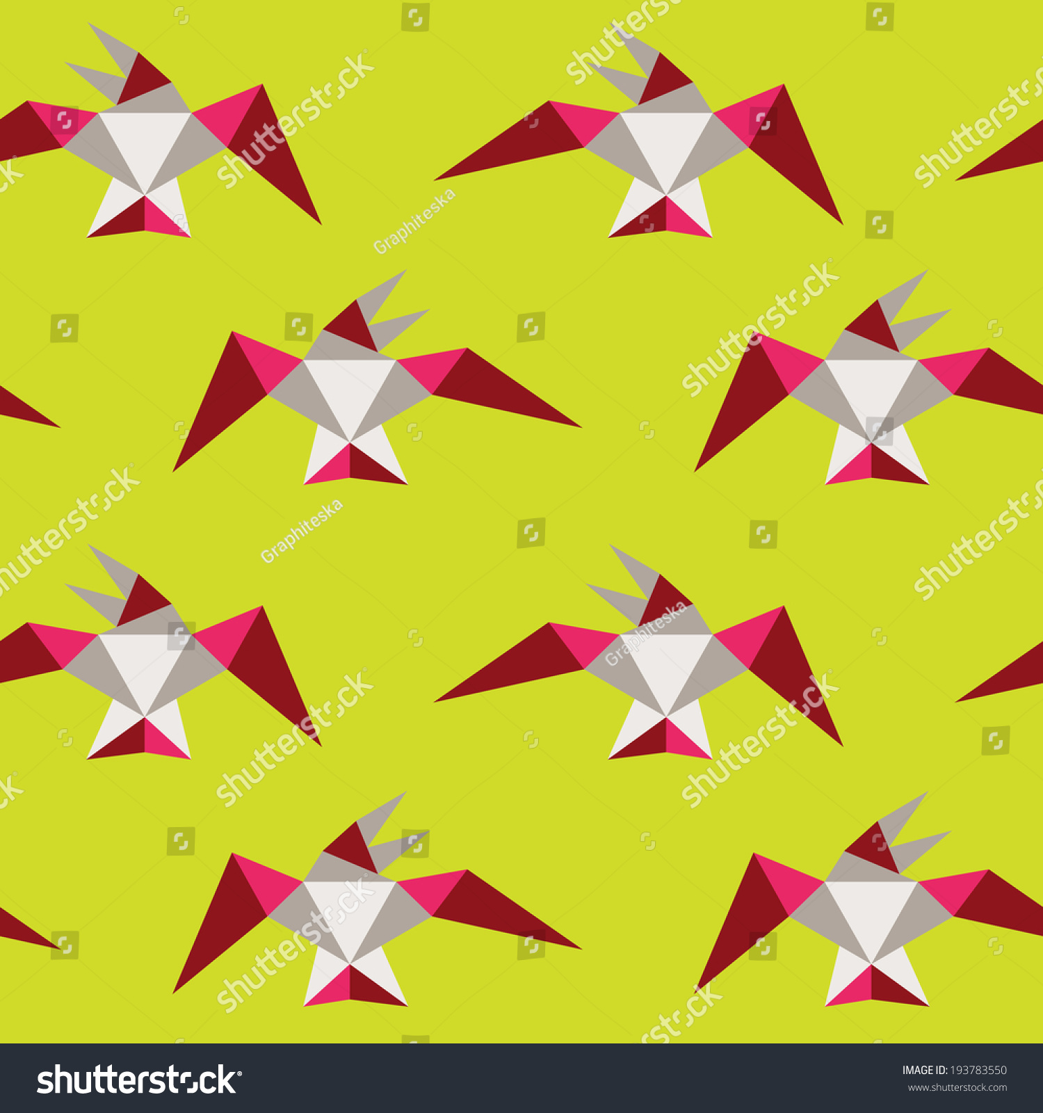 Seamless Geometric Pattern Flying Birds Stock Vector (Royalty Free