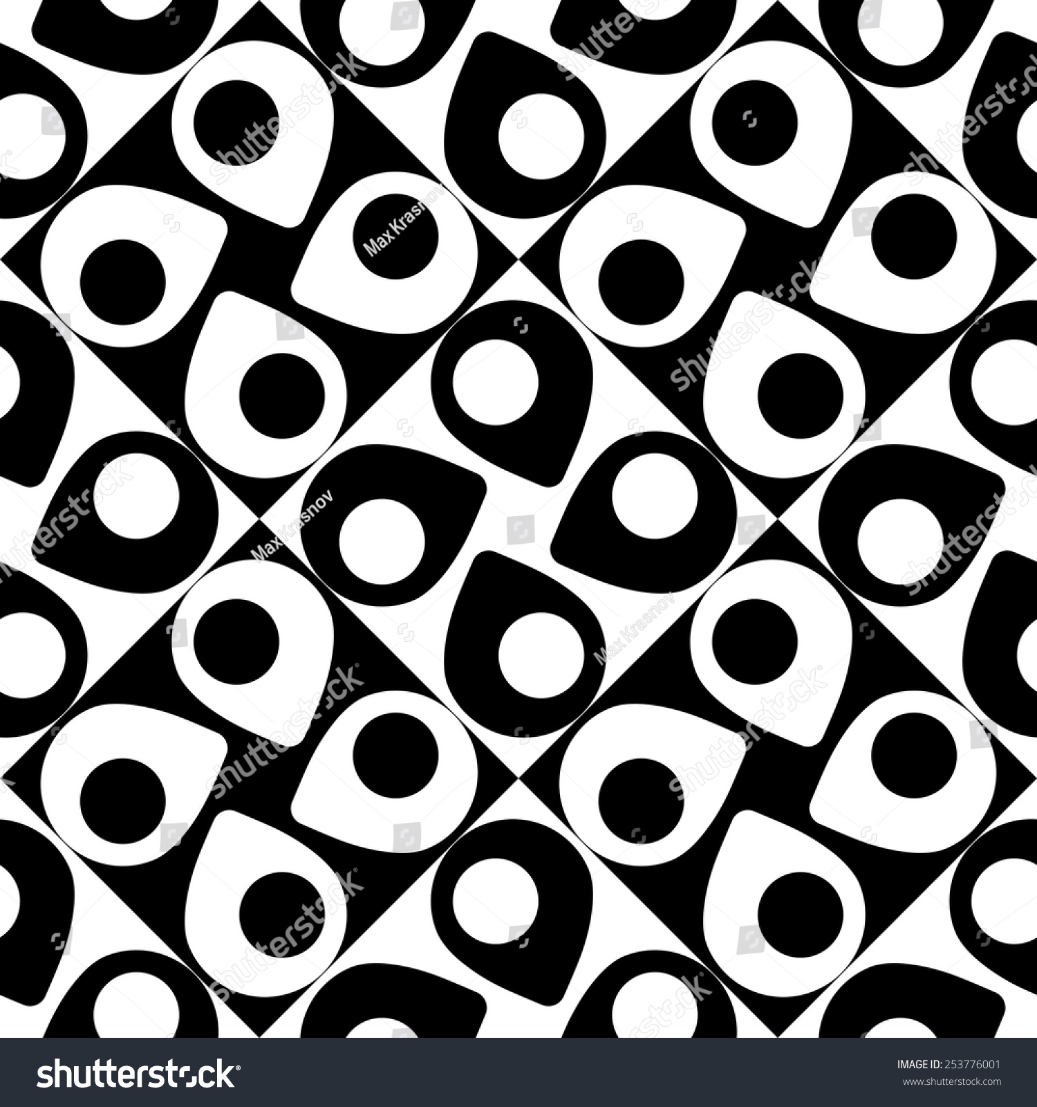 Seamless Geometric Pattern Vector Black White Stock Vector (Royalty ...