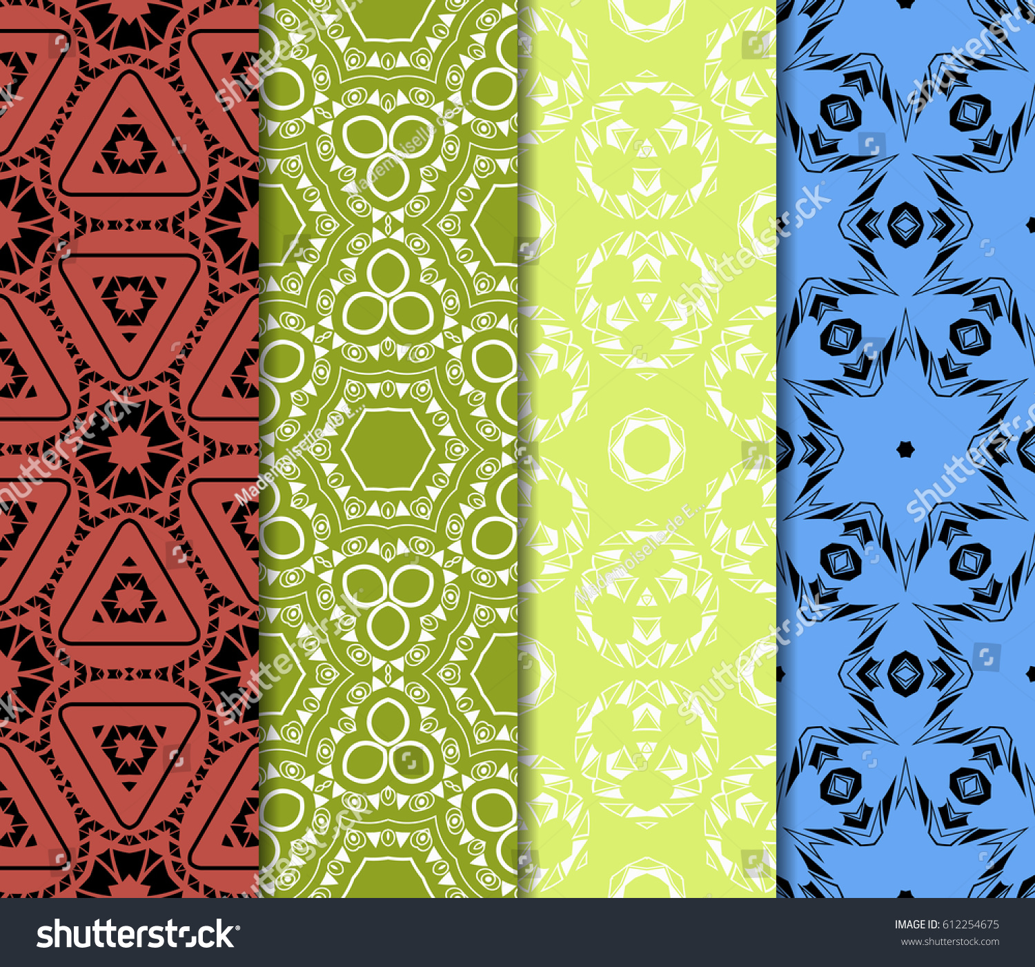 set of decorative ethnic ornament Seamless vector illustration set of decorative ethnic ornament Seamless vector illustration Floral style For interior design fabric print page fill wallpaper textile