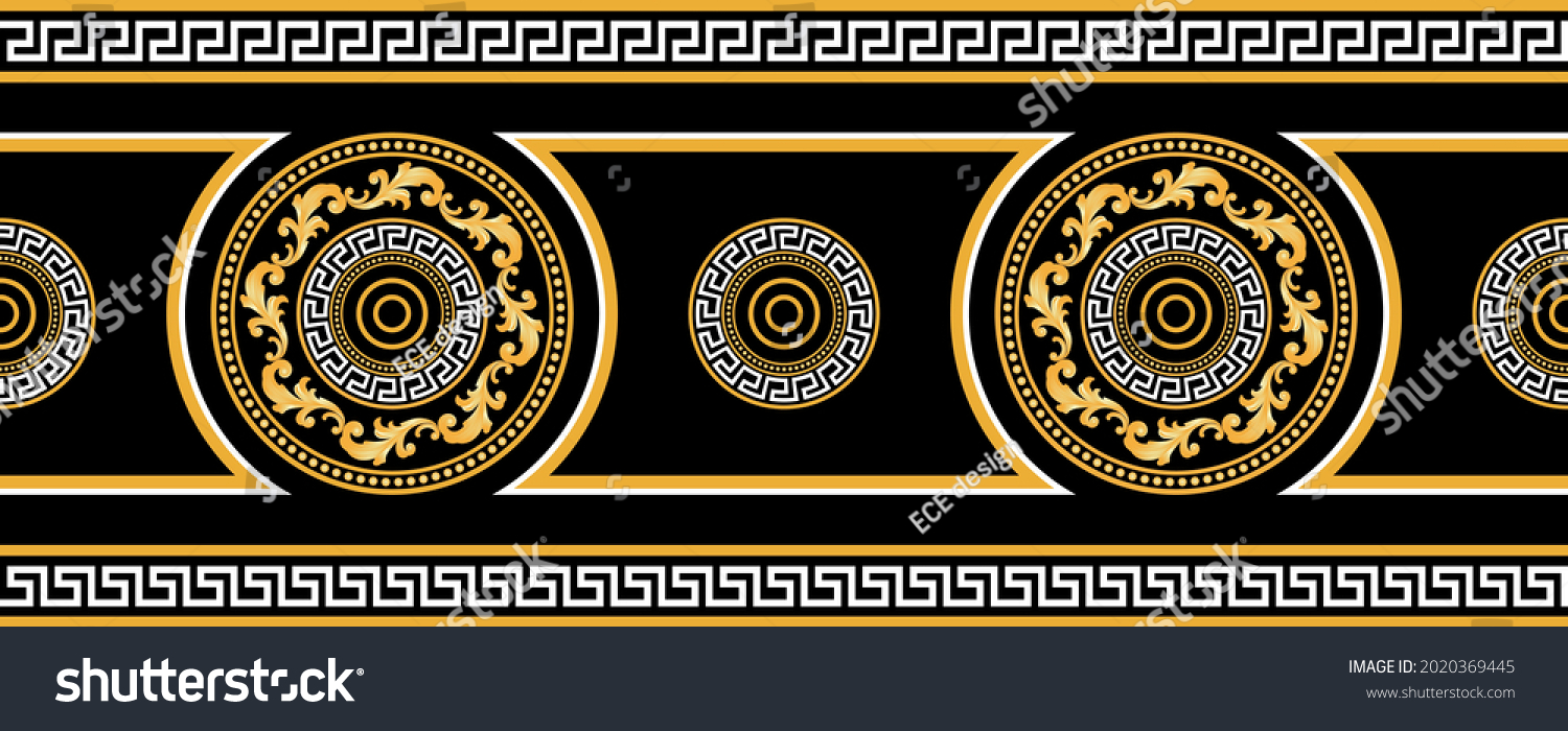 Seamless Golden Baroque Border On Black Stock Vector (Royalty Free ...