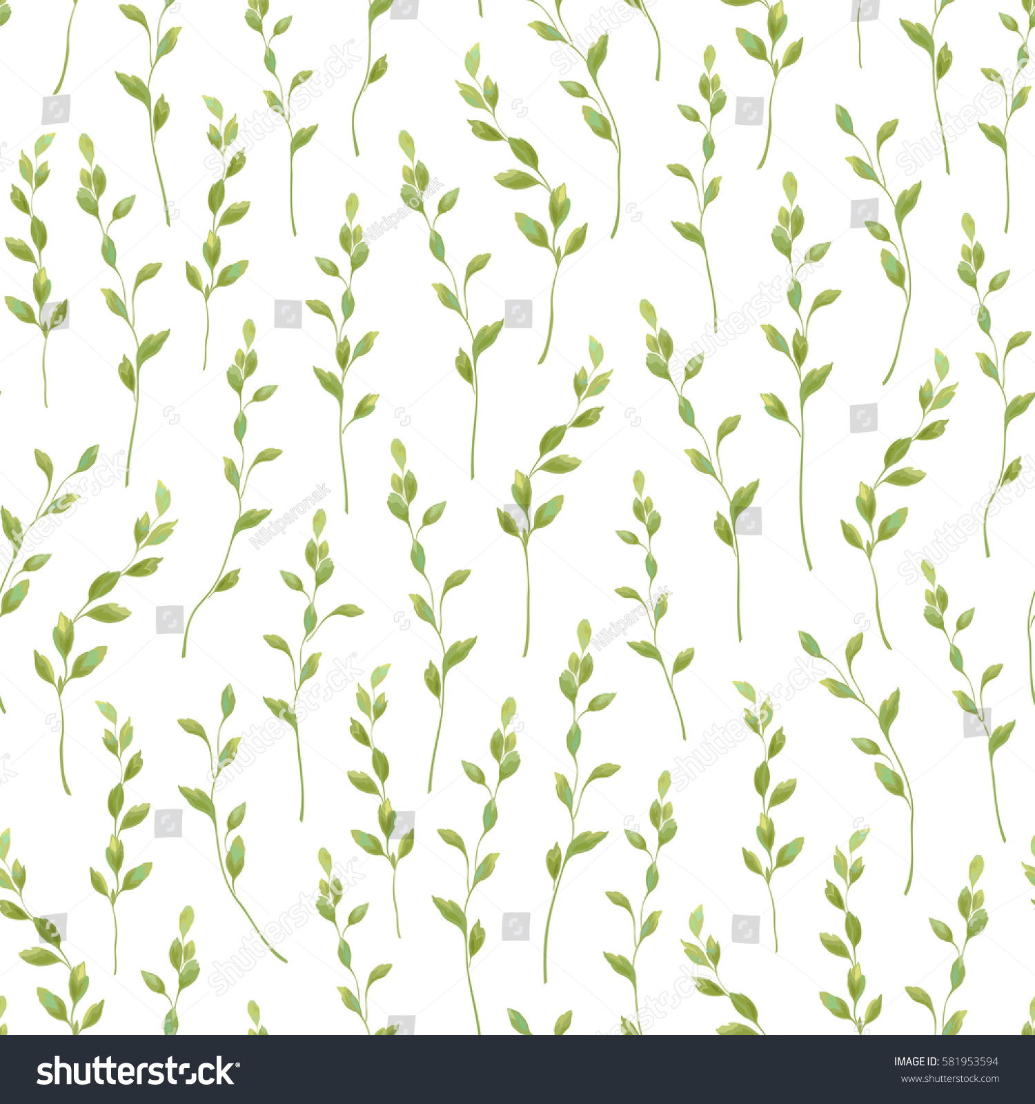 Seamless Greenery Pattern Green Plants On Stock Vector (Royalty Free