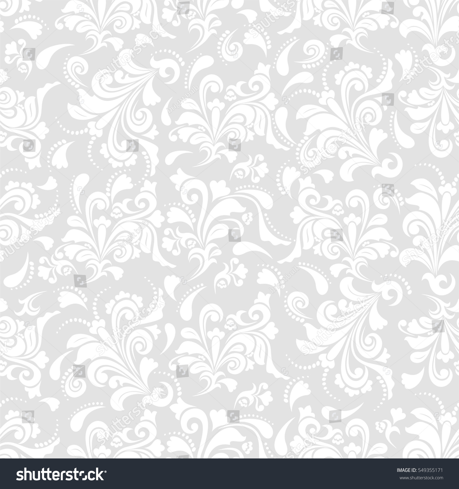 Seamless Grey Background White Pattern Baroque Stock Vector 549355171 ...